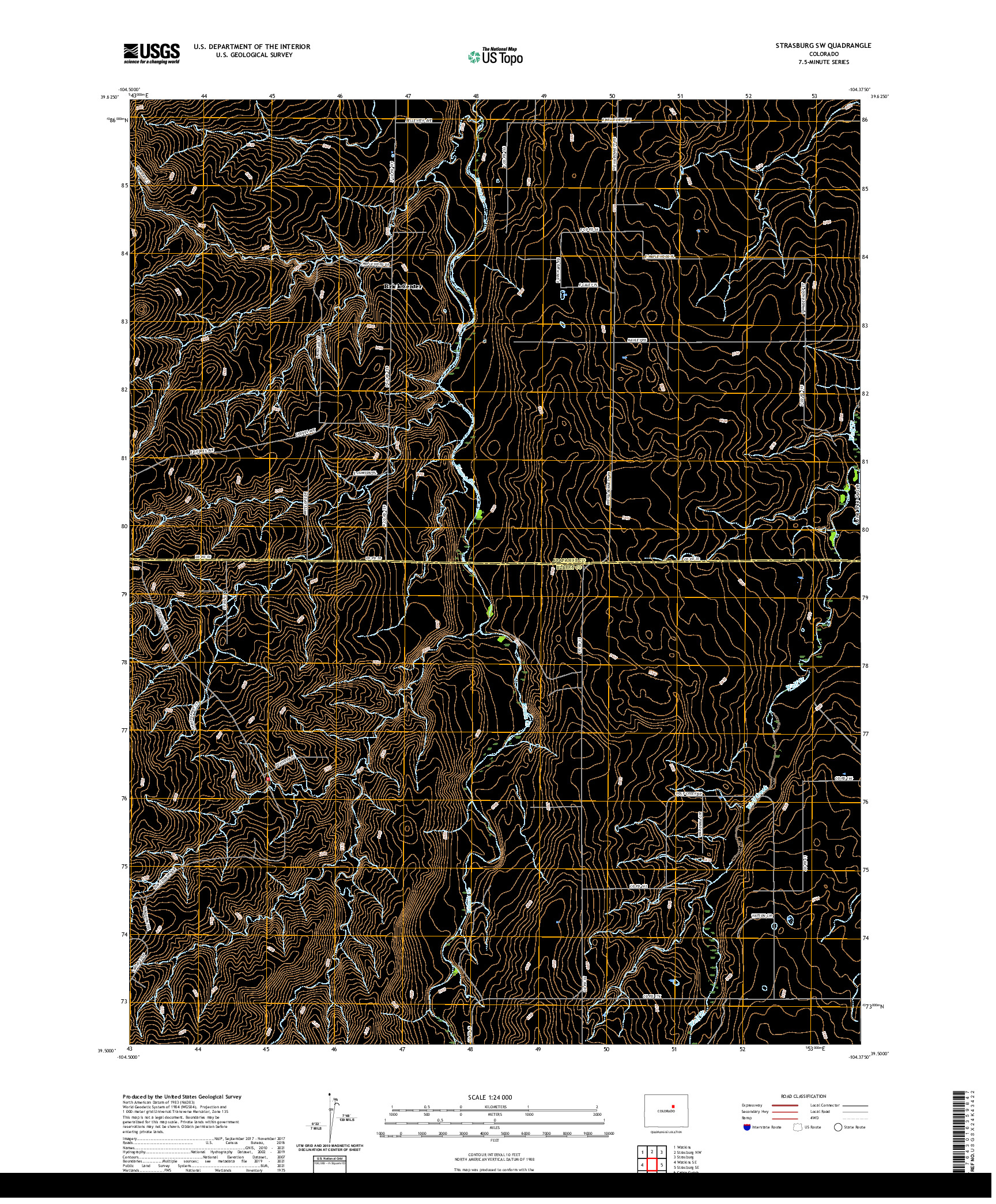 US TOPO 7.5-MINUTE MAP FOR STRASBURG SW, CO