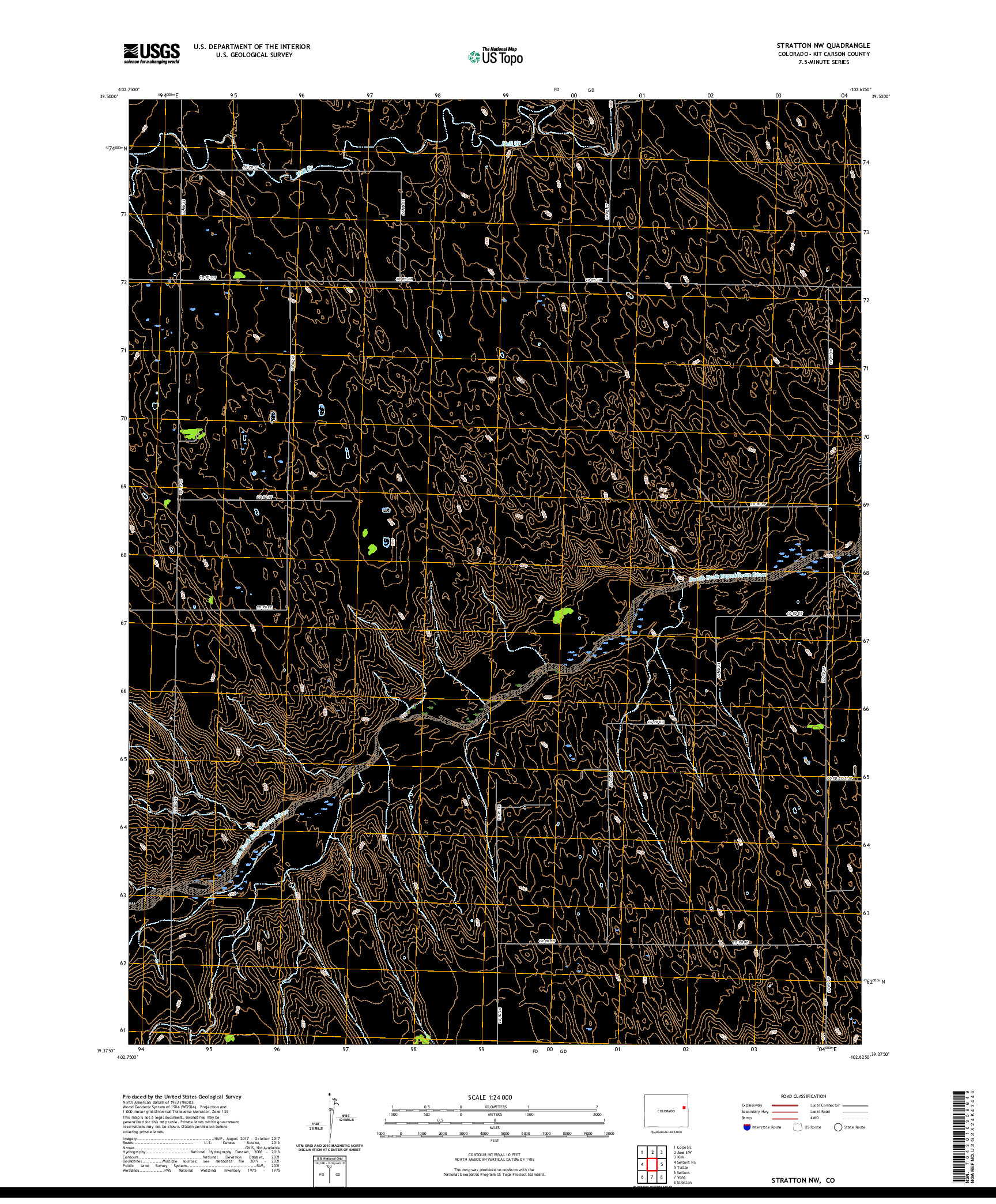 US TOPO 7.5-MINUTE MAP FOR STRATTON NW, CO