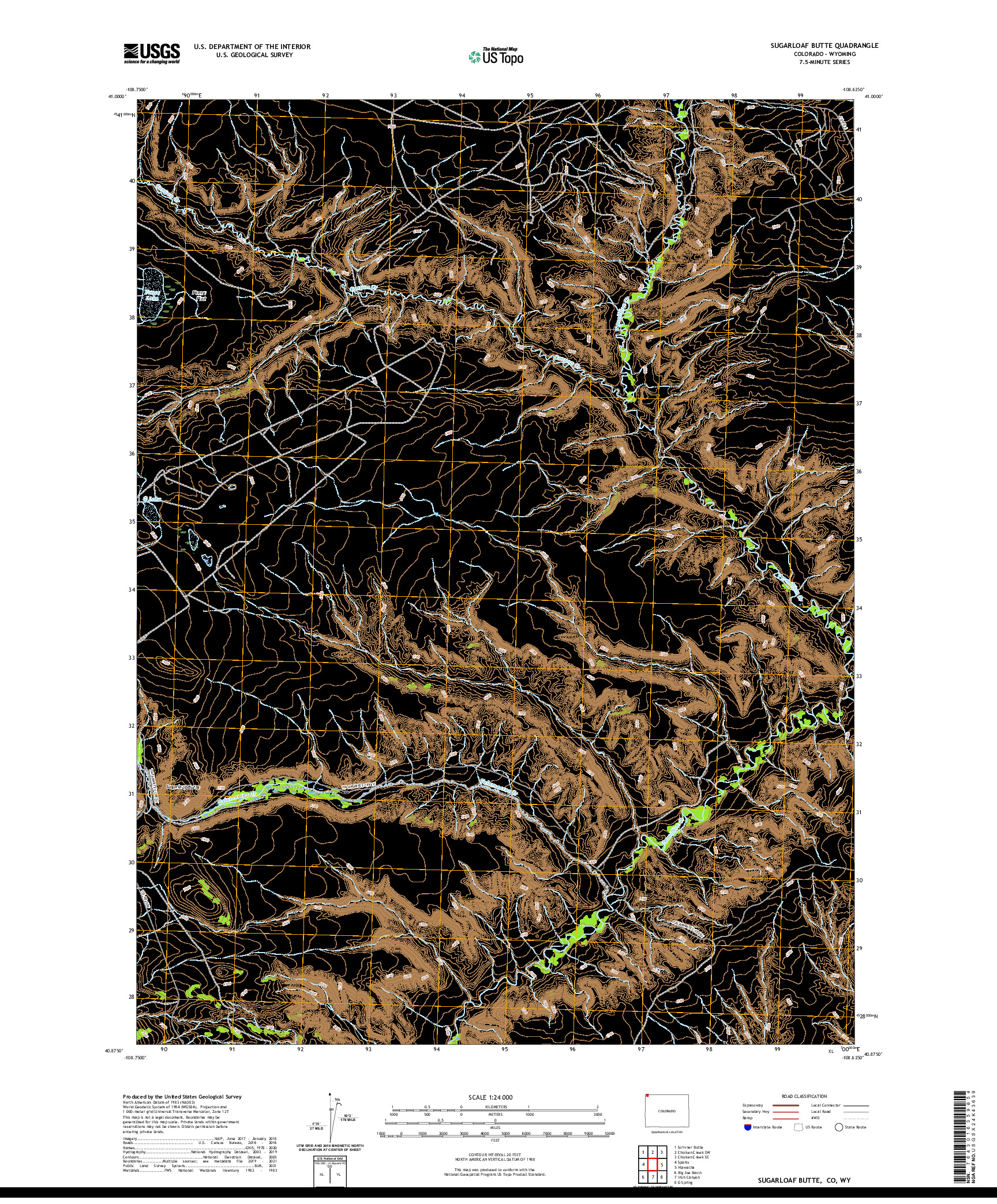 US TOPO 7.5-MINUTE MAP FOR SUGARLOAF BUTTE, CO,WY