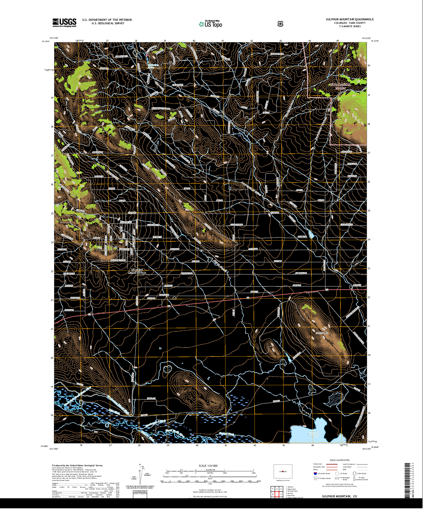 US TOPO 7.5-MINUTE MAP FOR SULPHUR MOUNTAIN, CO