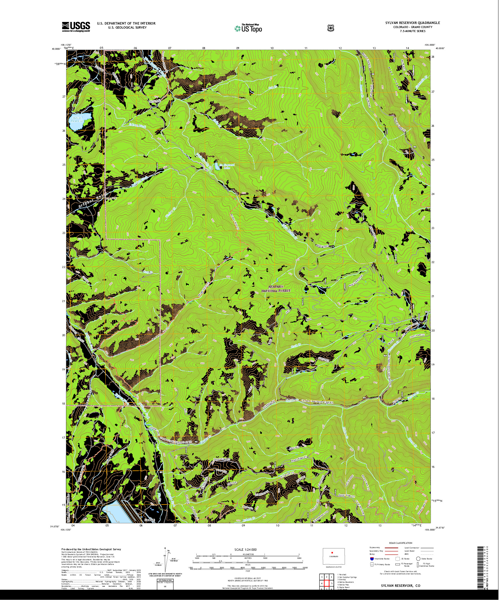 US TOPO 7.5-MINUTE MAP FOR SYLVAN RESERVOIR, CO