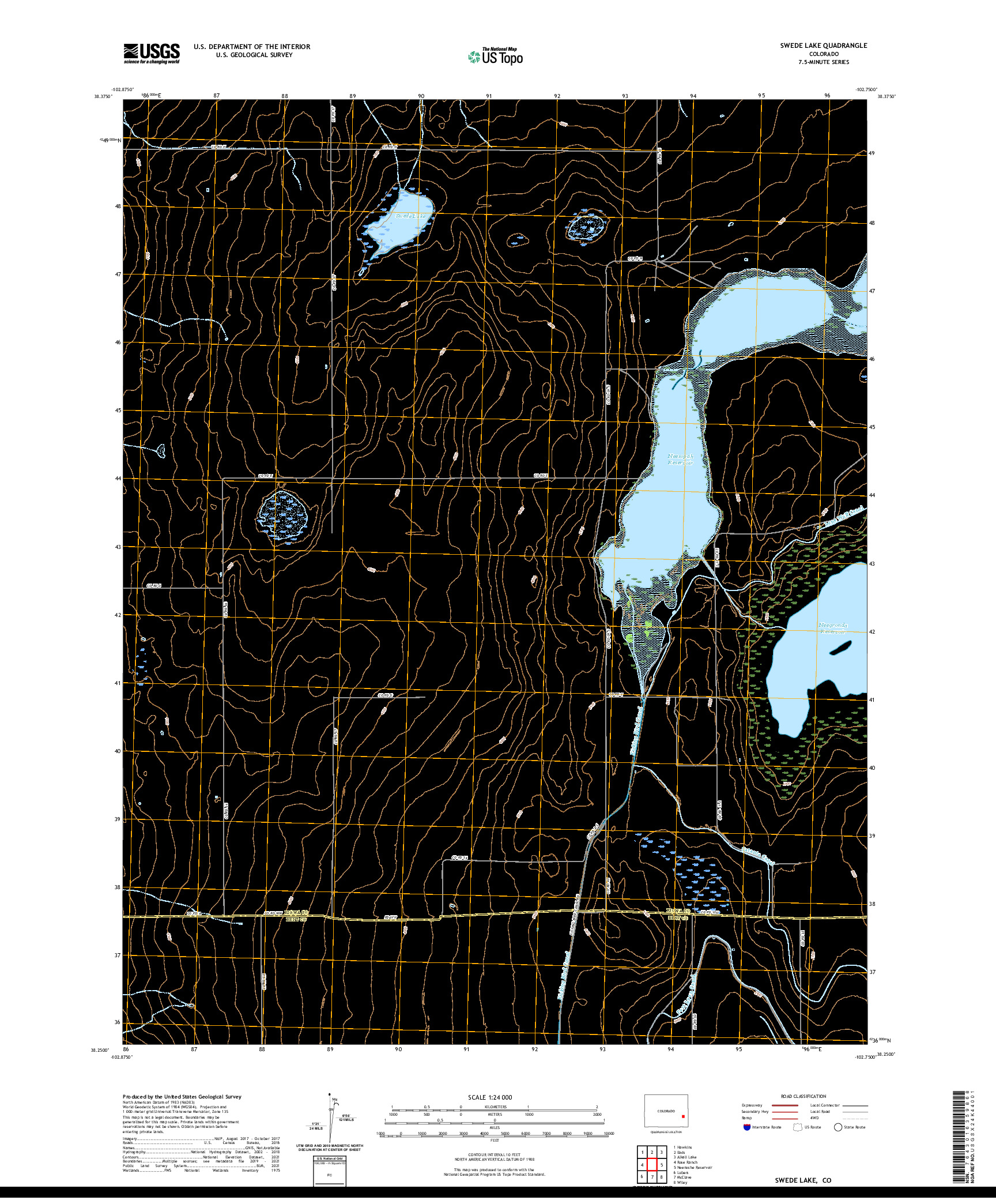 US TOPO 7.5-MINUTE MAP FOR SWEDE LAKE, CO