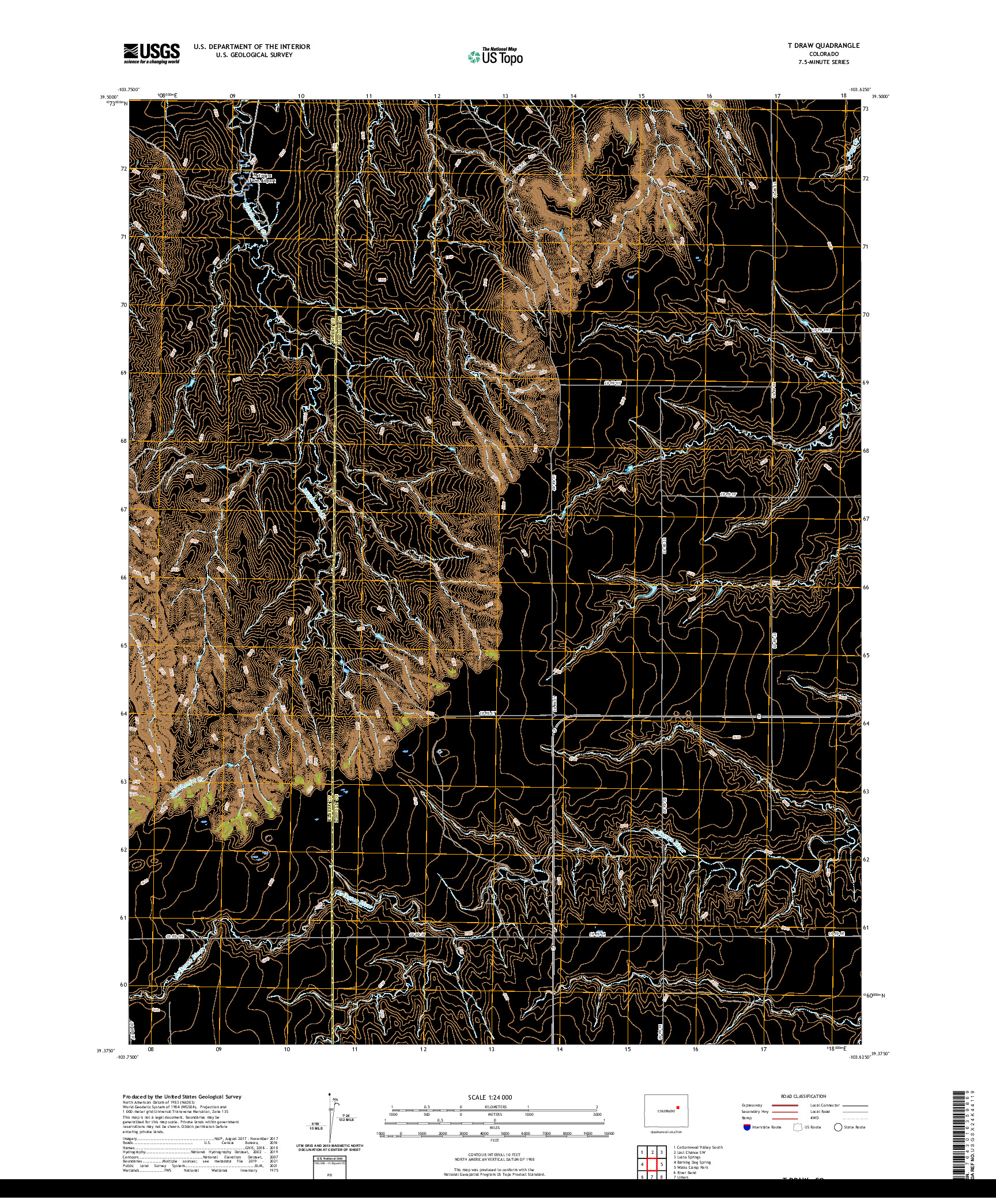 US TOPO 7.5-MINUTE MAP FOR T DRAW, CO