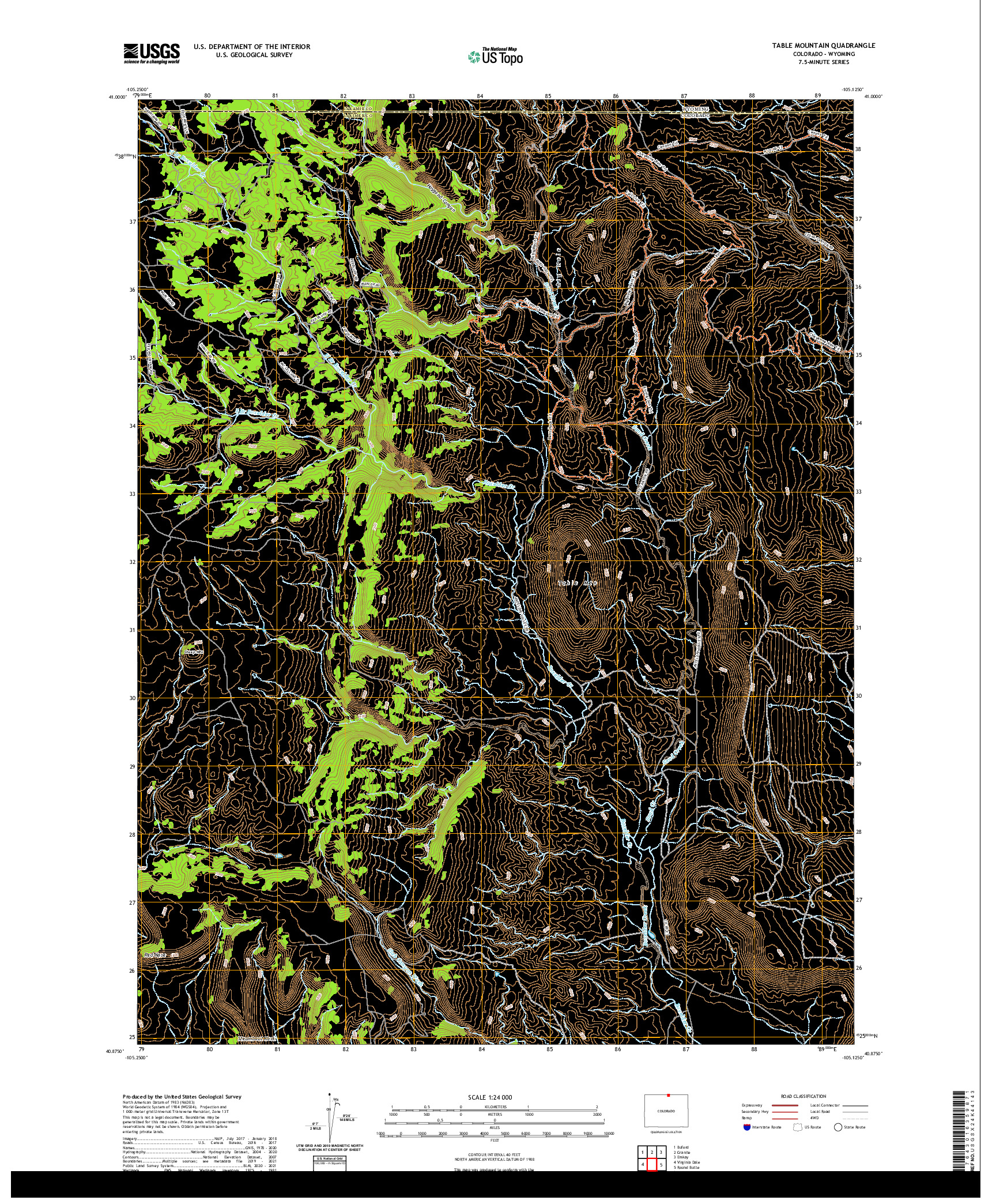 US TOPO 7.5-MINUTE MAP FOR TABLE MOUNTAIN, CO,WY