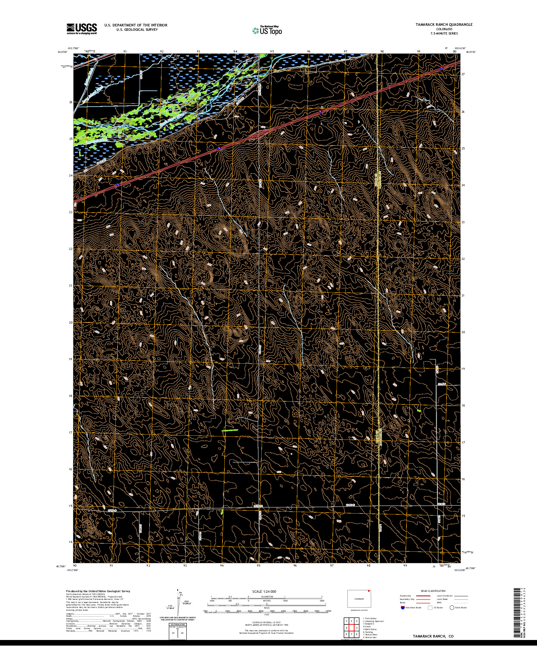 US TOPO 7.5-MINUTE MAP FOR TAMARACK RANCH, CO