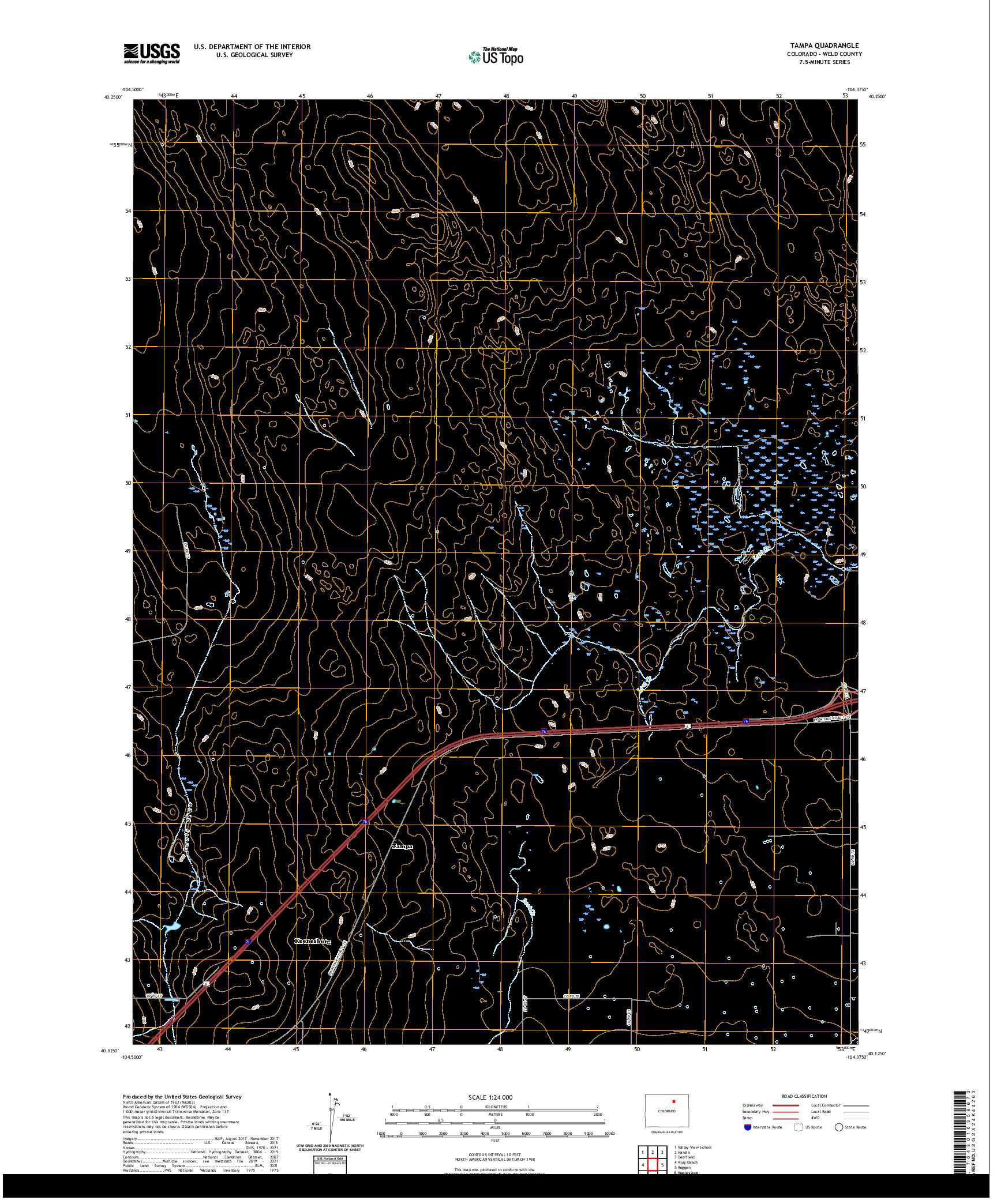 US TOPO 7.5-MINUTE MAP FOR TAMPA, CO