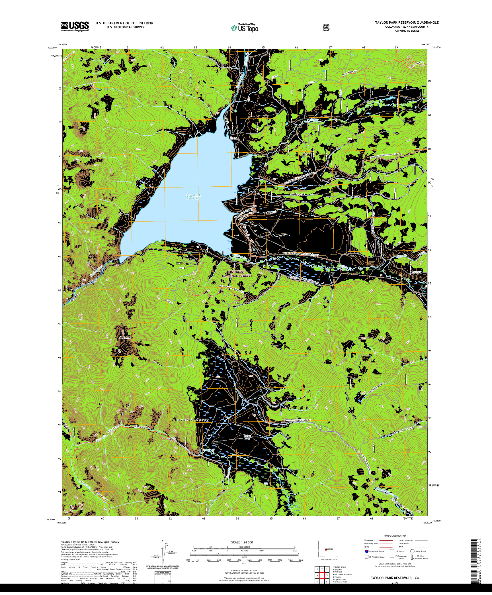 US TOPO 7.5-MINUTE MAP FOR TAYLOR PARK RESERVOIR, CO