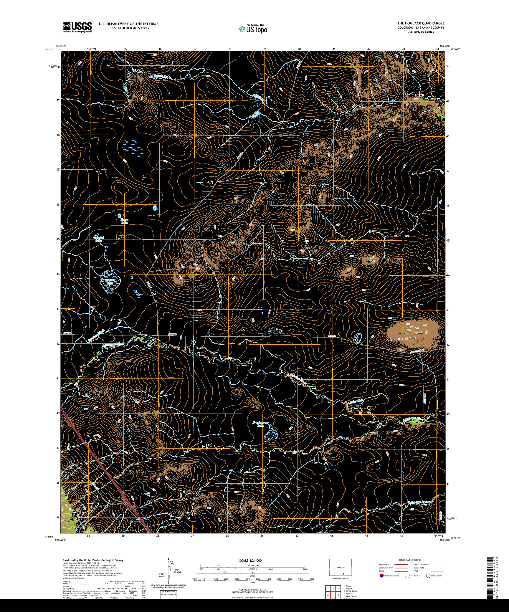 US TOPO 7.5-MINUTE MAP FOR THE HOGBACK, CO