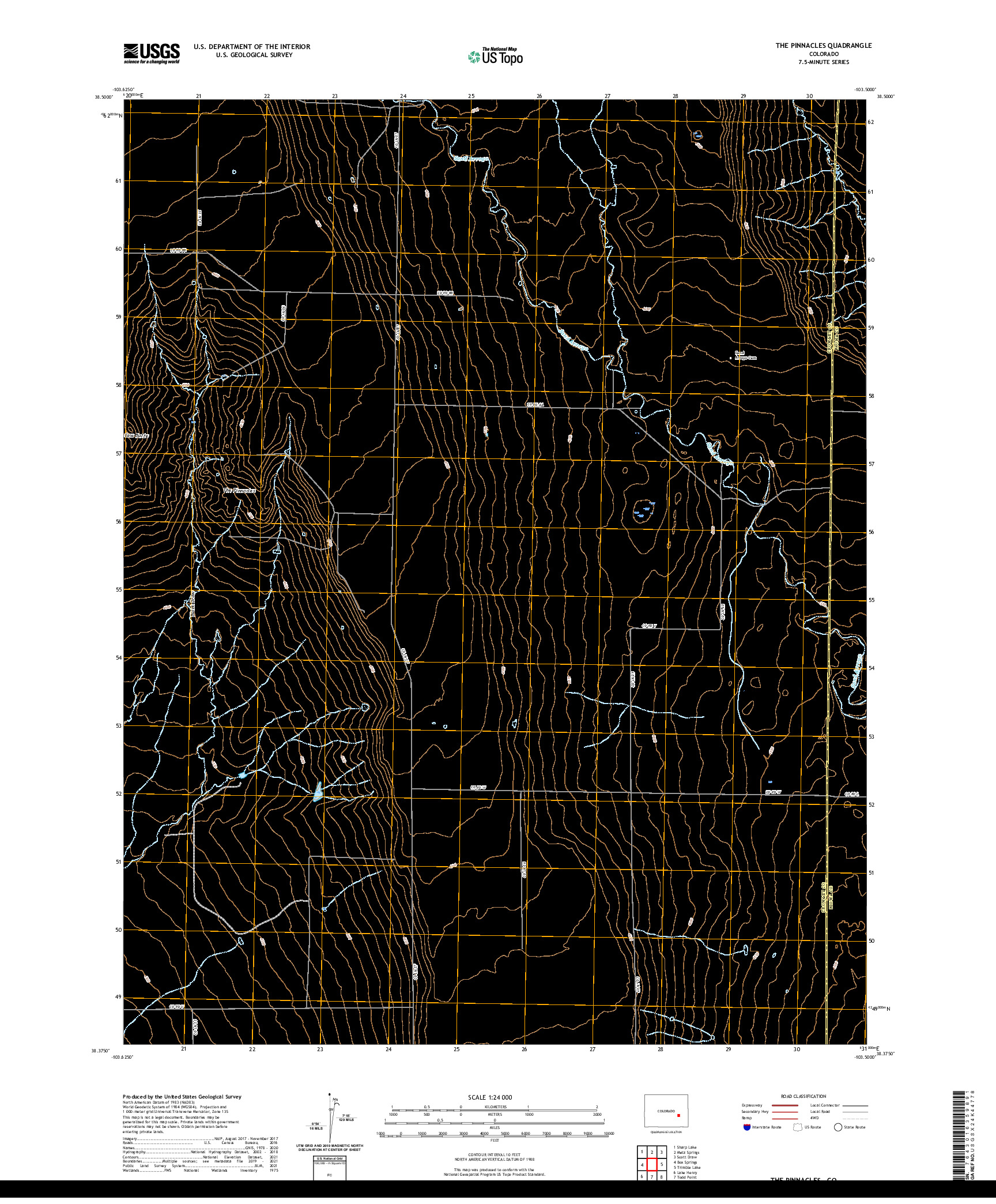 US TOPO 7.5-MINUTE MAP FOR THE PINNACLES, CO