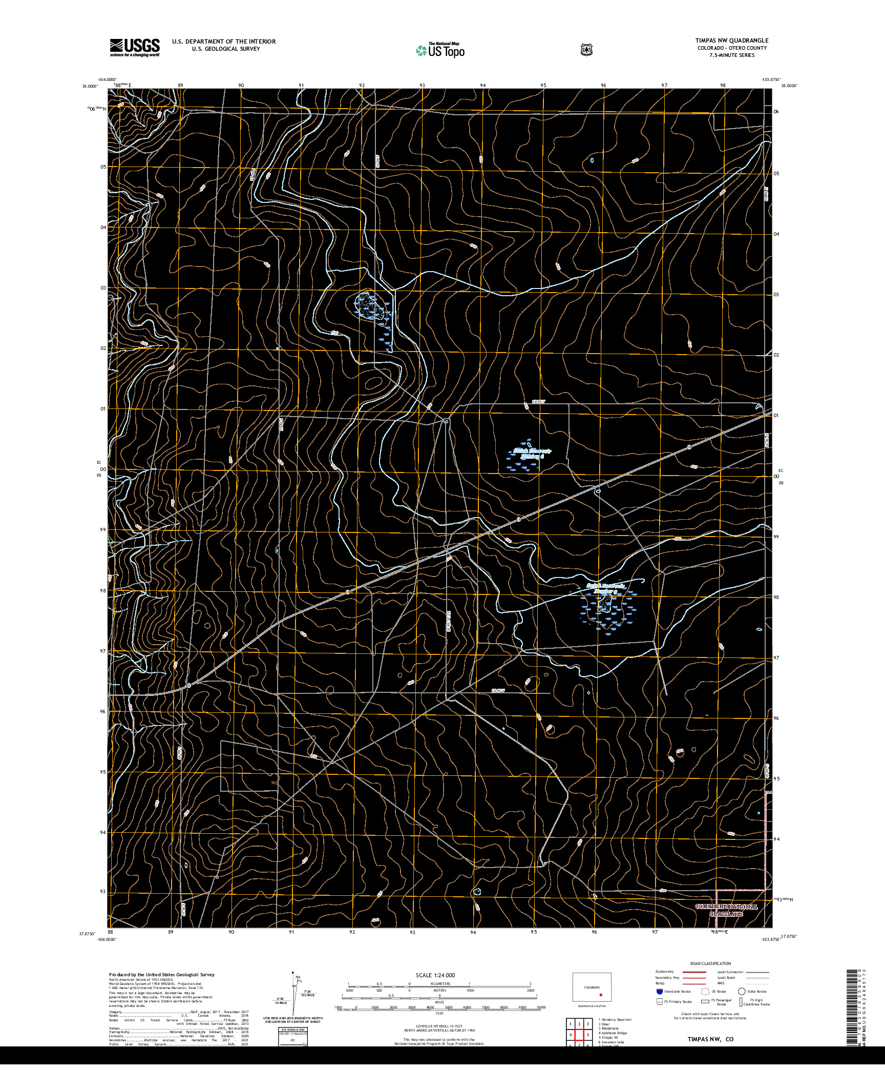 US TOPO 7.5-MINUTE MAP FOR TIMPAS NW, CO