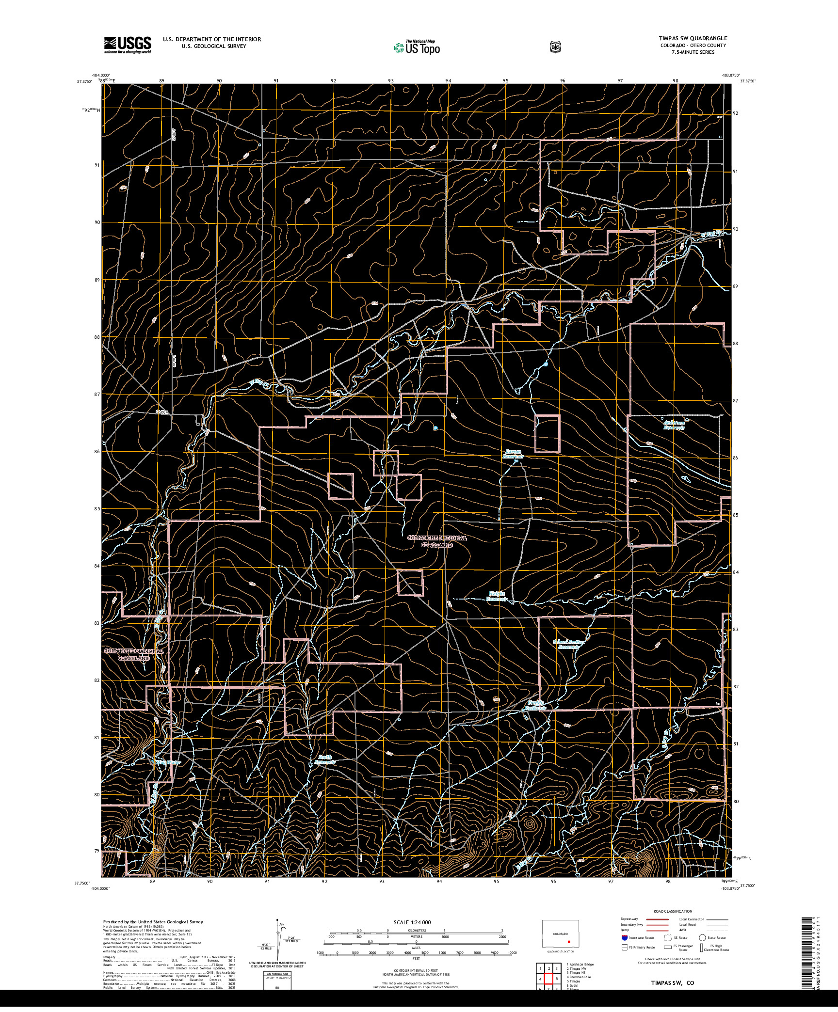 US TOPO 7.5-MINUTE MAP FOR TIMPAS SW, CO