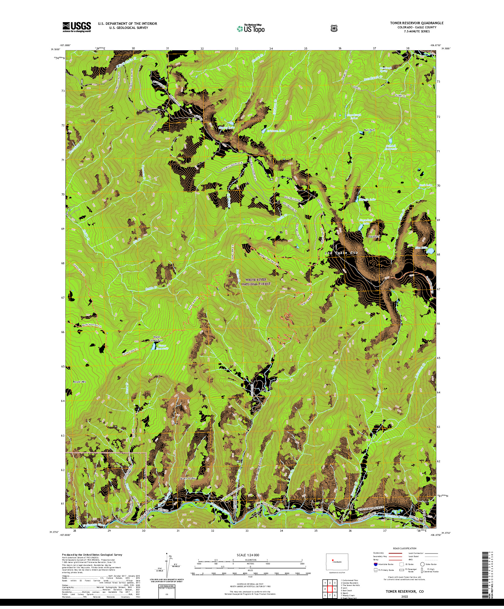 US TOPO 7.5-MINUTE MAP FOR TONER RESERVOIR, CO