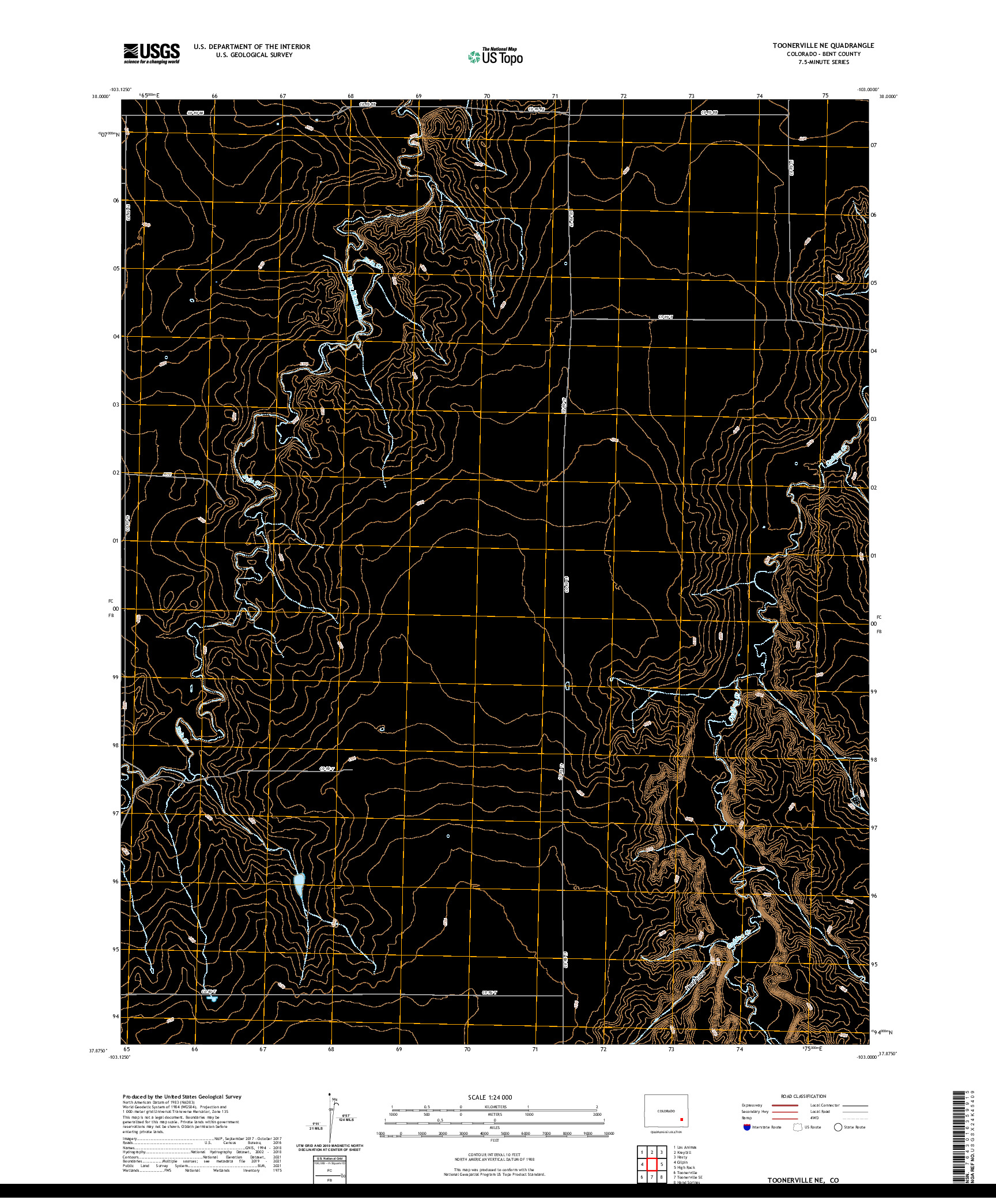 US TOPO 7.5-MINUTE MAP FOR TOONERVILLE NE, CO