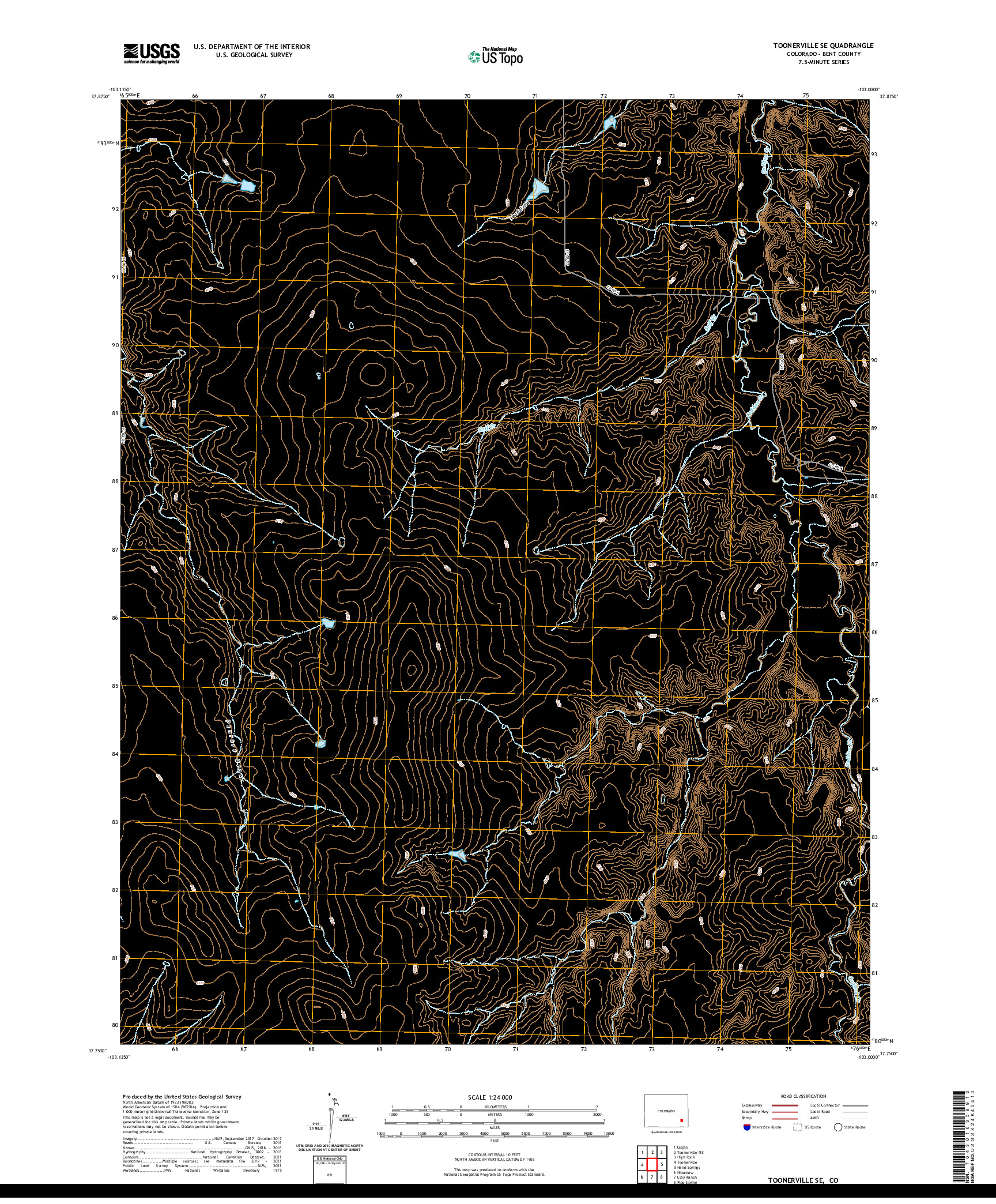 US TOPO 7.5-MINUTE MAP FOR TOONERVILLE SE, CO