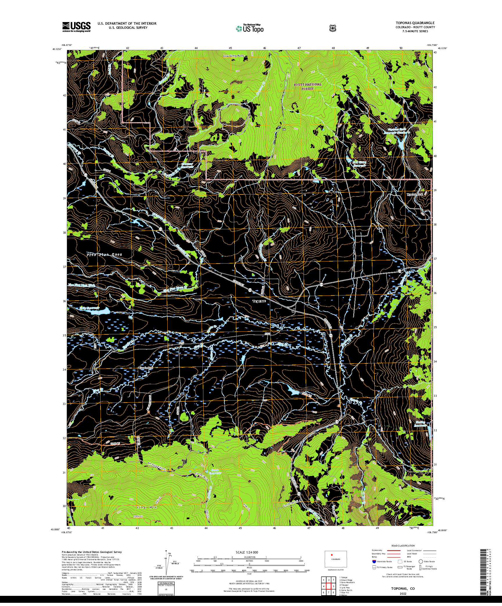 US TOPO 7.5-MINUTE MAP FOR TOPONAS, CO