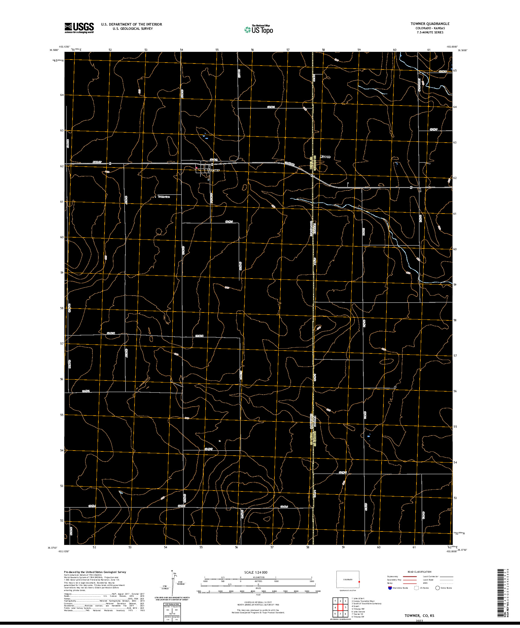 US TOPO 7.5-MINUTE MAP FOR TOWNER, CO,KS