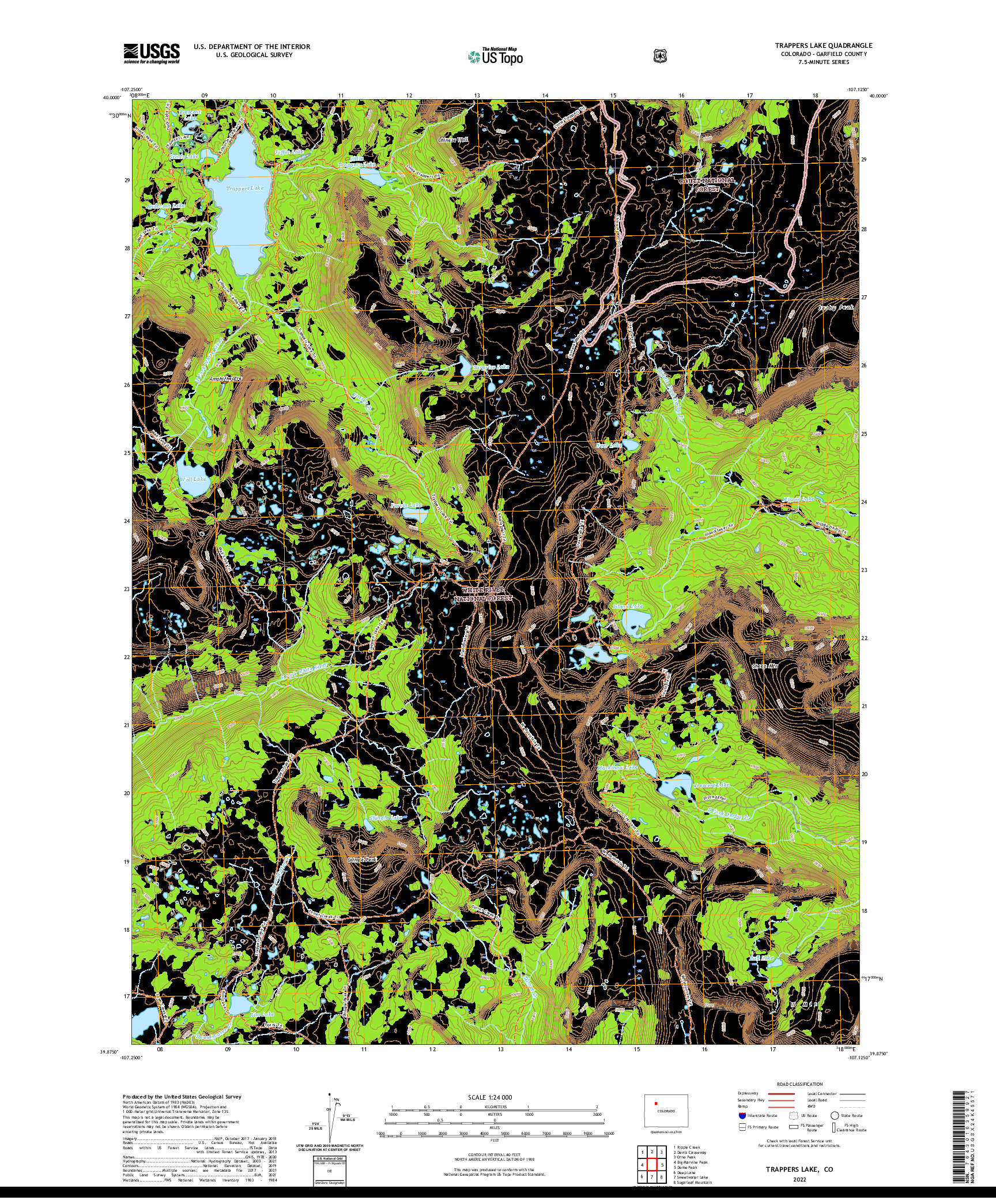 US TOPO 7.5-MINUTE MAP FOR TRAPPERS LAKE, CO