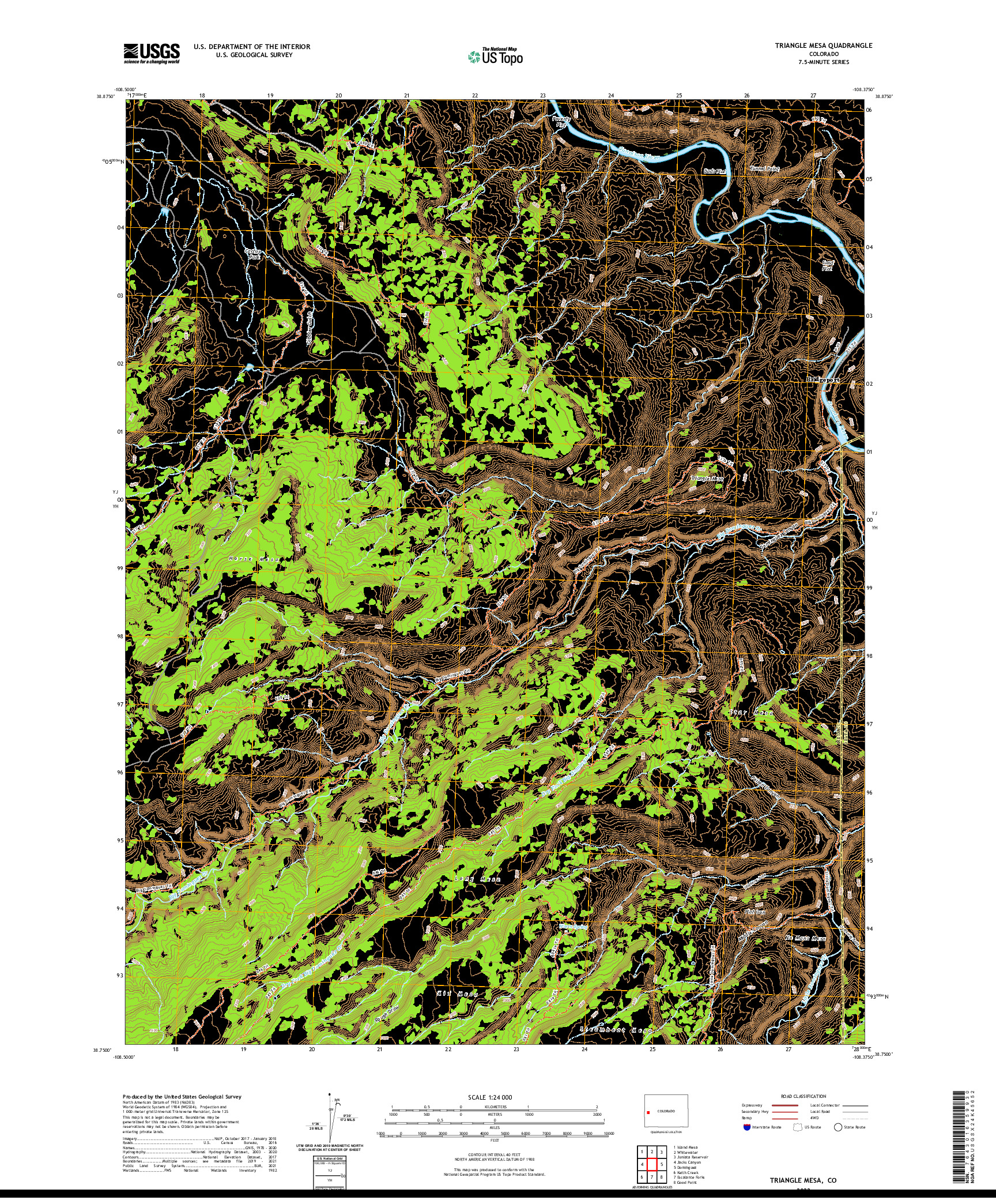 US TOPO 7.5-MINUTE MAP FOR TRIANGLE MESA, CO