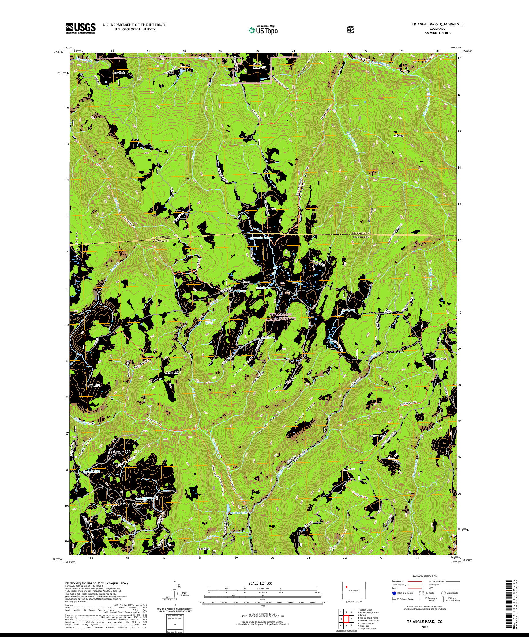 US TOPO 7.5-MINUTE MAP FOR TRIANGLE PARK, CO