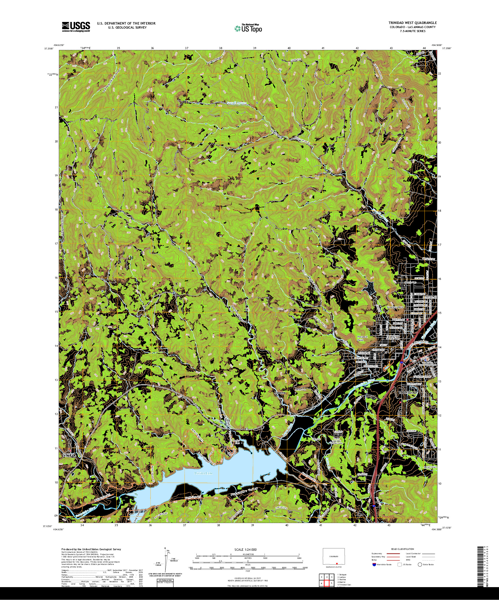 US TOPO 7.5-MINUTE MAP FOR TRINIDAD WEST, CO