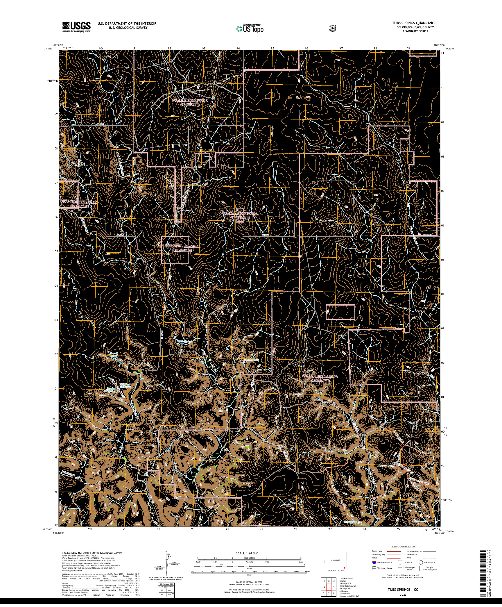 US TOPO 7.5-MINUTE MAP FOR TUBS SPRINGS, CO