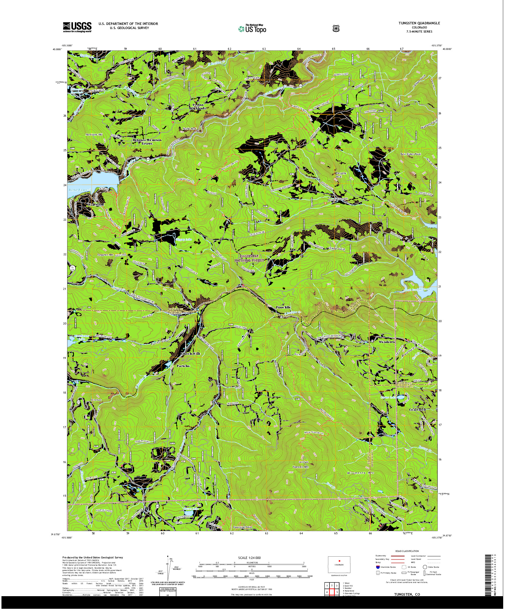 US TOPO 7.5-MINUTE MAP FOR TUNGSTEN, CO