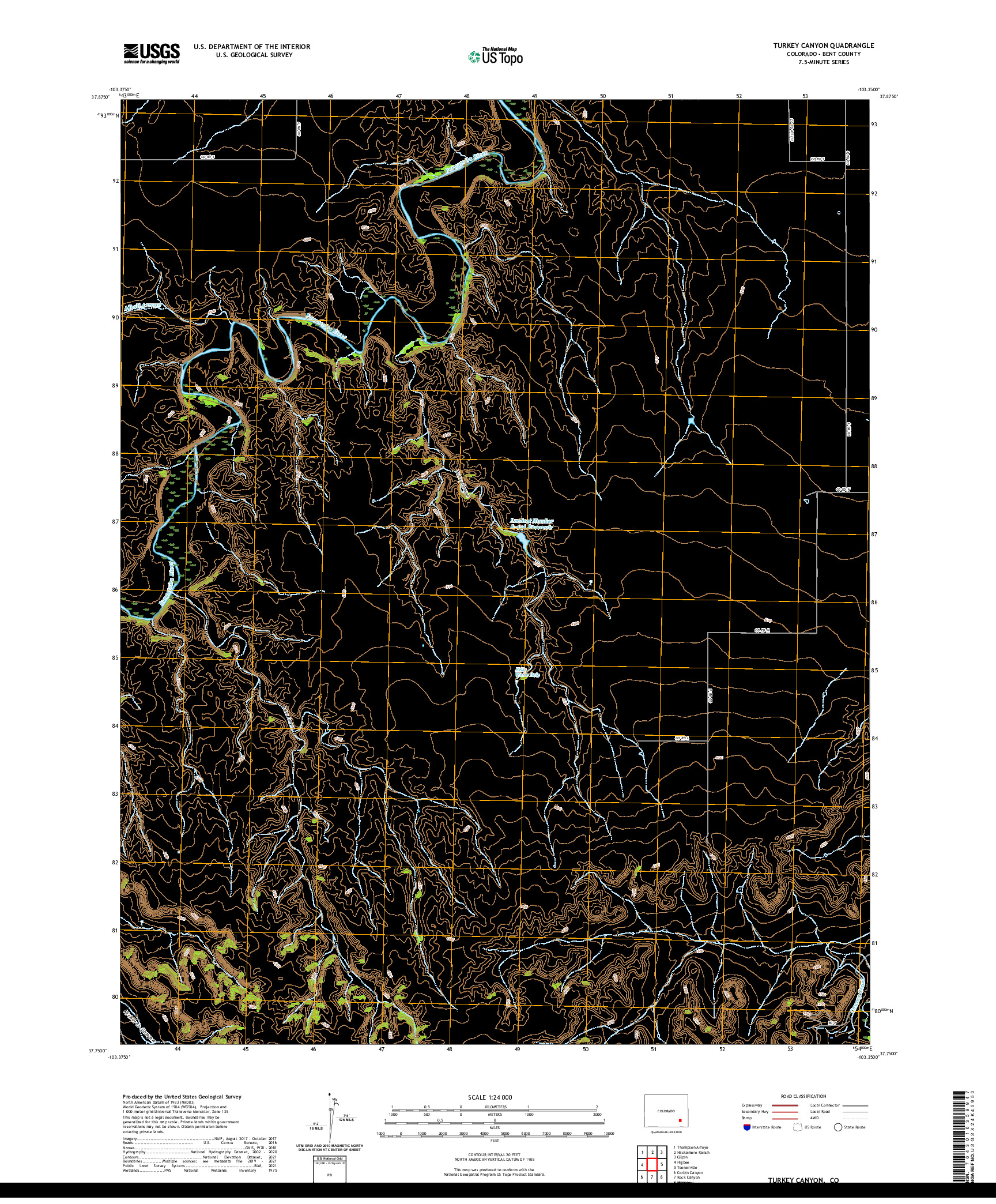 US TOPO 7.5-MINUTE MAP FOR TURKEY CANYON, CO
