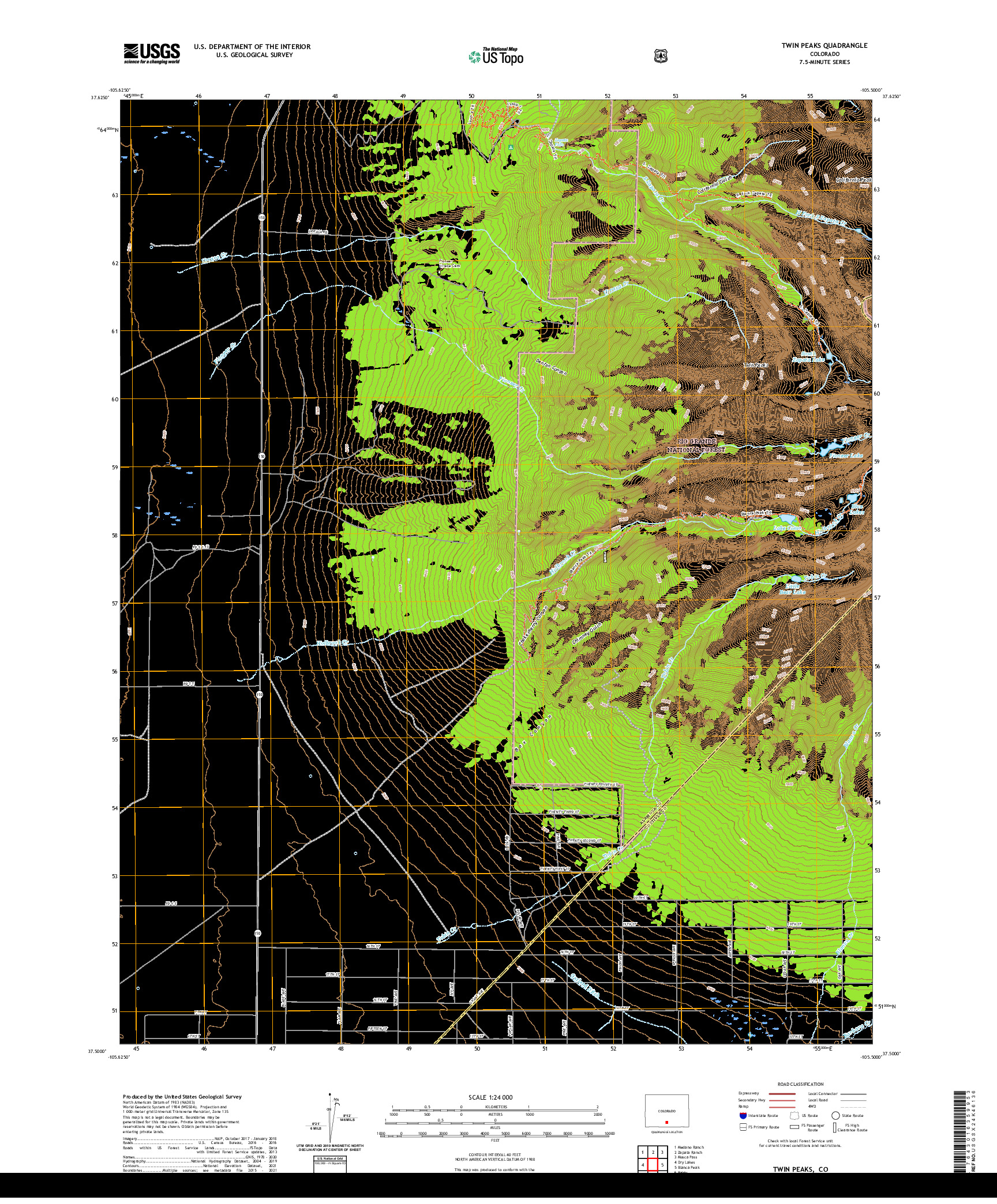 US TOPO 7.5-MINUTE MAP FOR TWIN PEAKS, CO