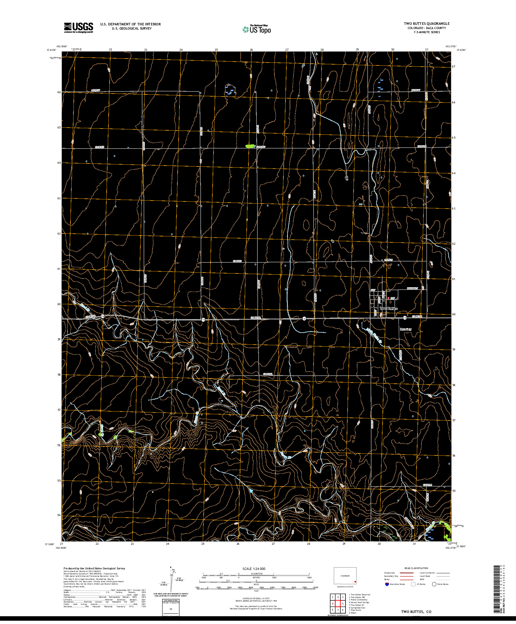 US TOPO 7.5-MINUTE MAP FOR TWO BUTTES, CO