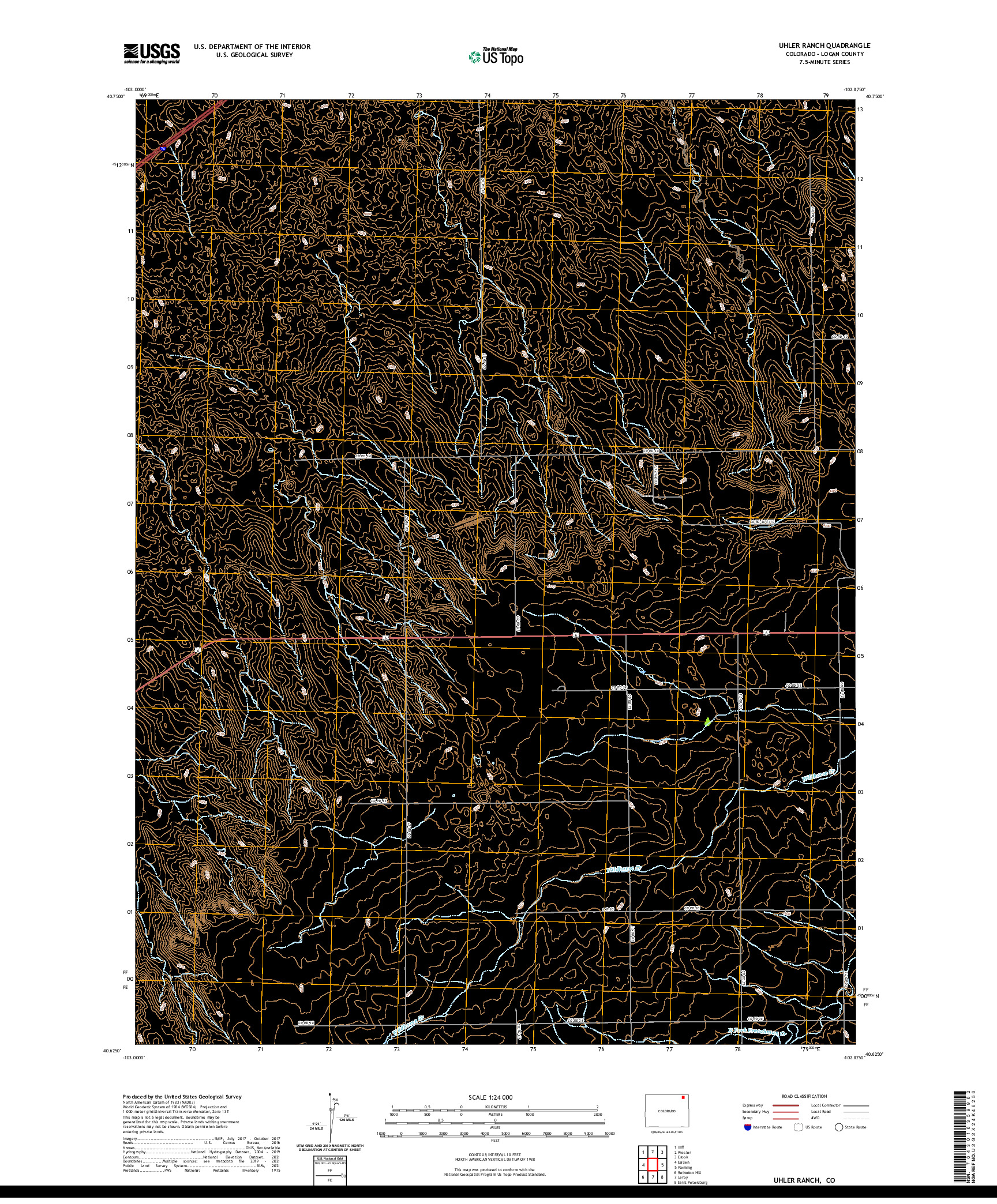 US TOPO 7.5-MINUTE MAP FOR UHLER RANCH, CO