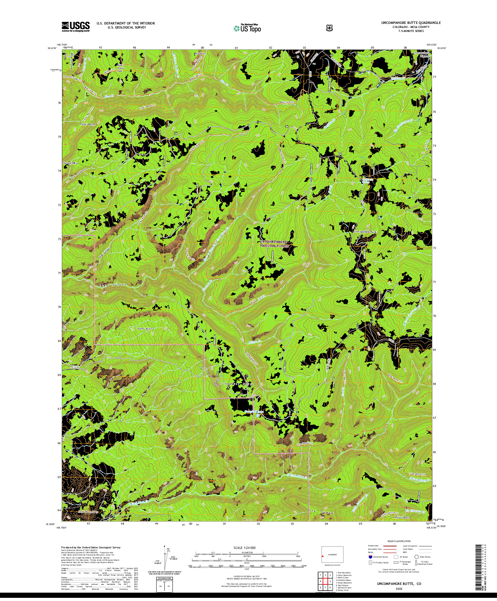 US TOPO 7.5-MINUTE MAP FOR UNCOMPAHGRE BUTTE, CO