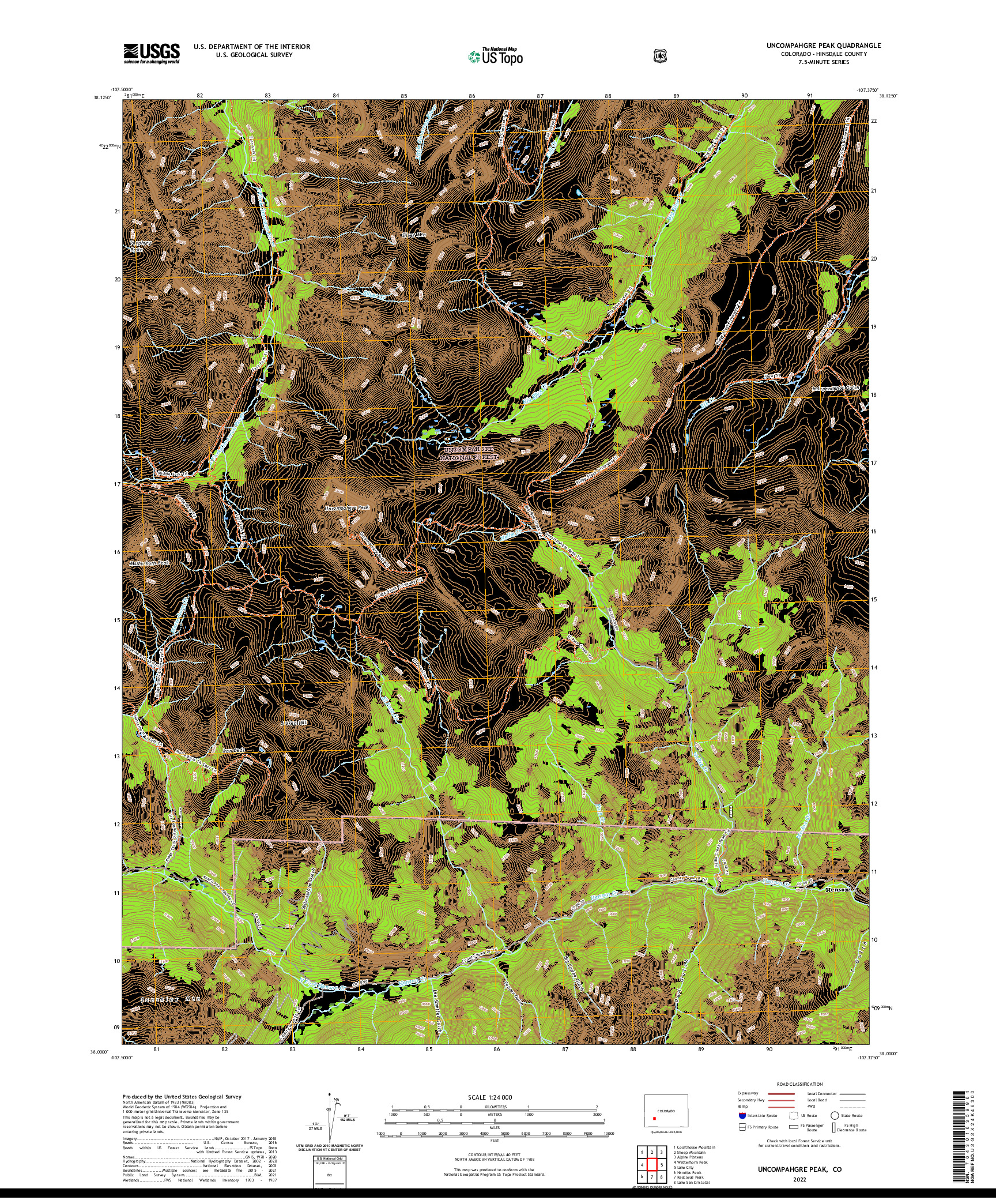 US TOPO 7.5-MINUTE MAP FOR UNCOMPAHGRE PEAK, CO