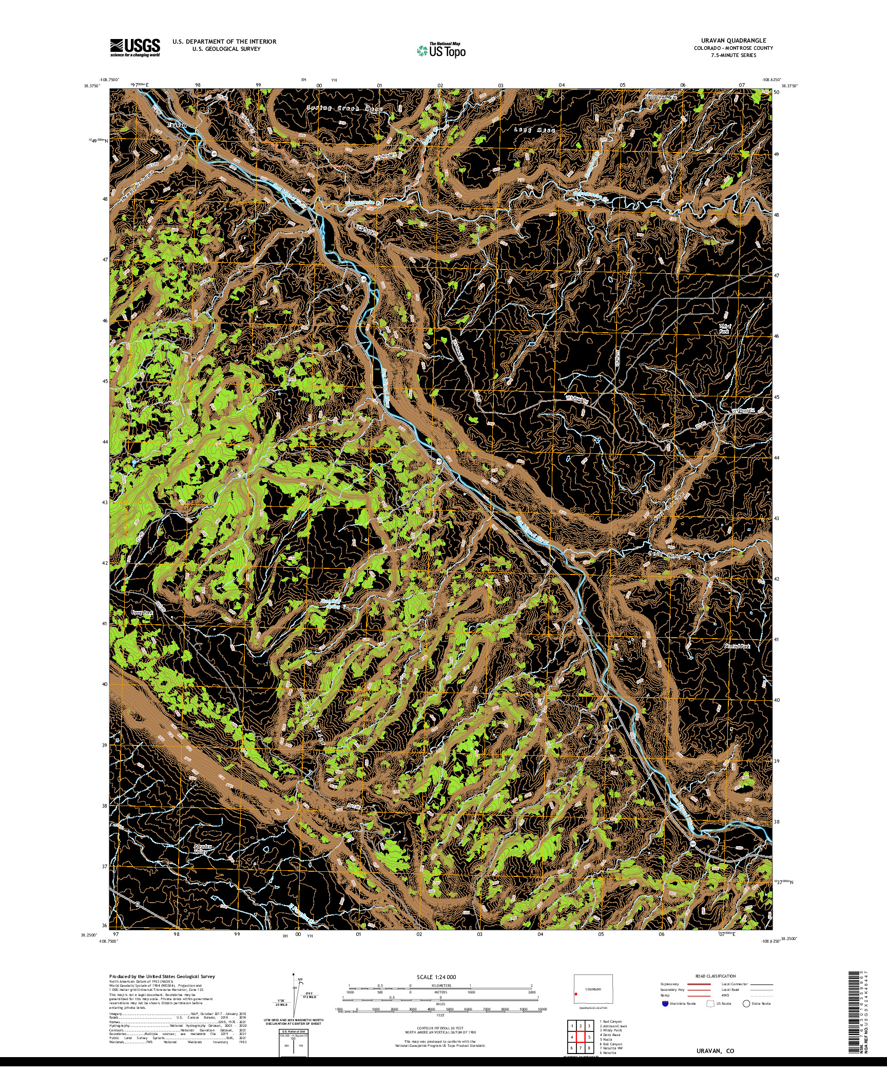 US TOPO 7.5-MINUTE MAP FOR URAVAN, CO