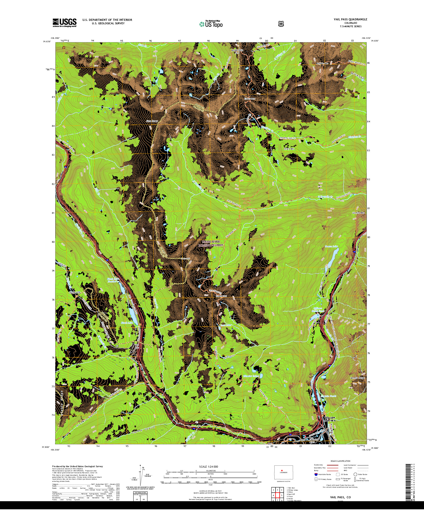 US TOPO 7.5-MINUTE MAP FOR VAIL PASS, CO