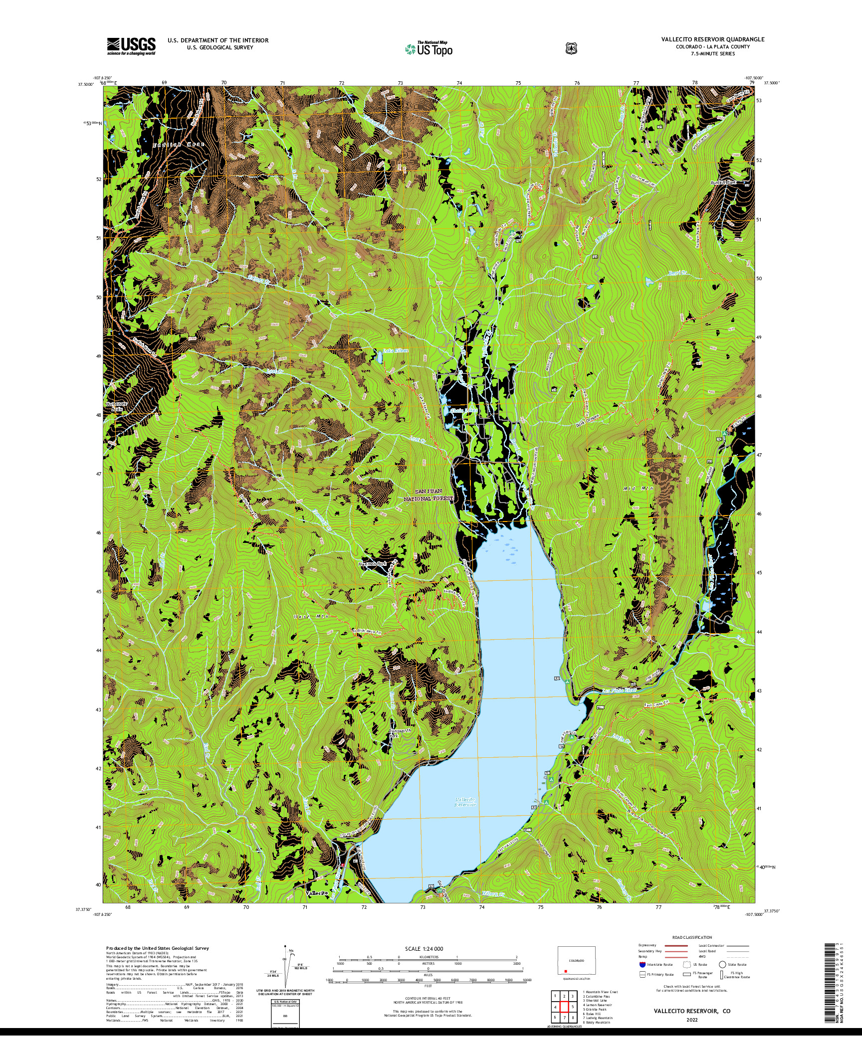 US TOPO 7.5-MINUTE MAP FOR VALLECITO RESERVOIR, CO