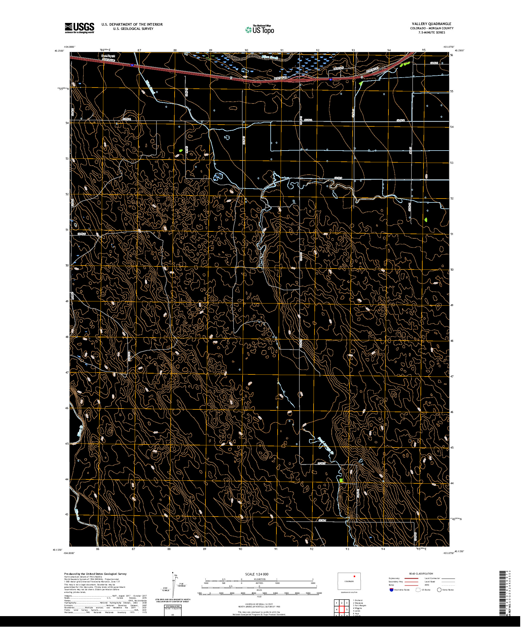 US TOPO 7.5-MINUTE MAP FOR VALLERY, CO