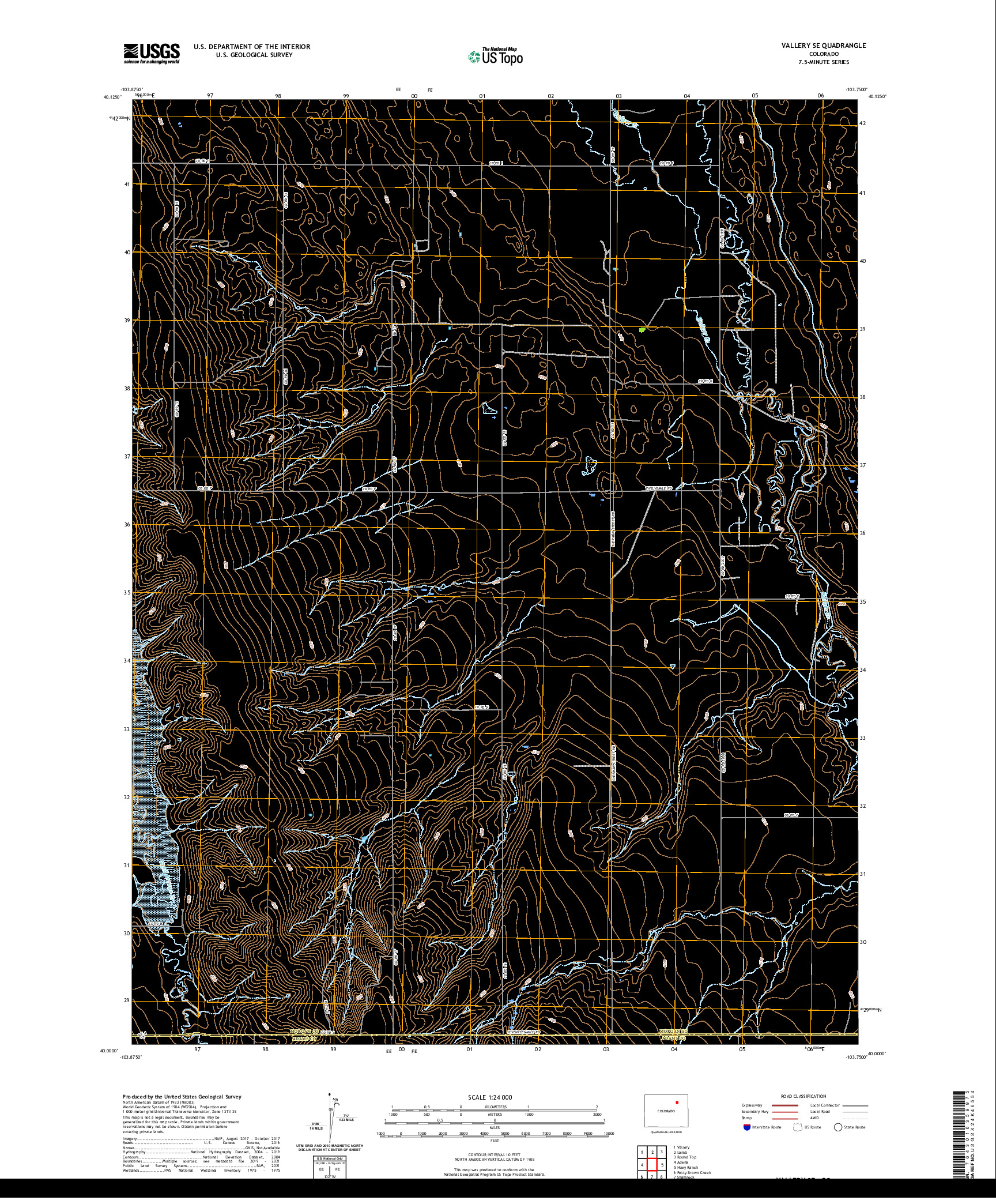 US TOPO 7.5-MINUTE MAP FOR VALLERY SE, CO