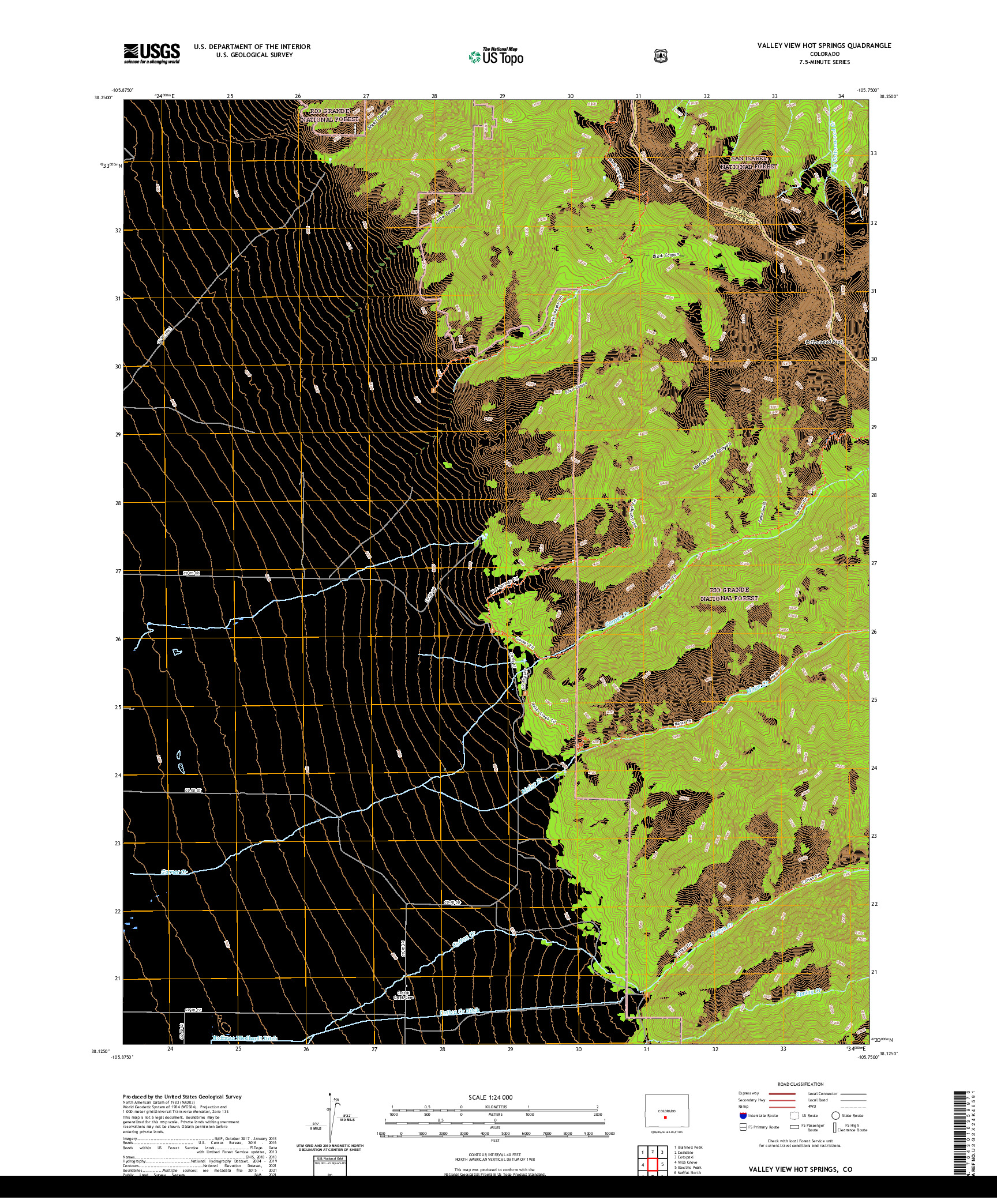 US TOPO 7.5-MINUTE MAP FOR VALLEY VIEW HOT SPRINGS, CO