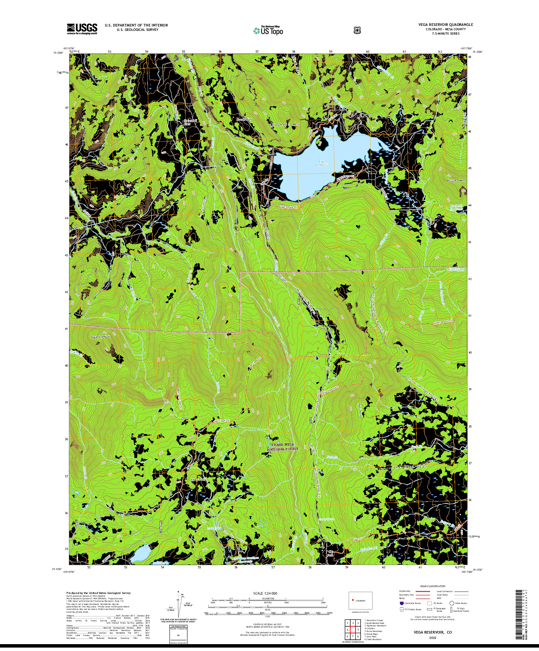 US TOPO 7.5-MINUTE MAP FOR VEGA RESERVOIR, CO