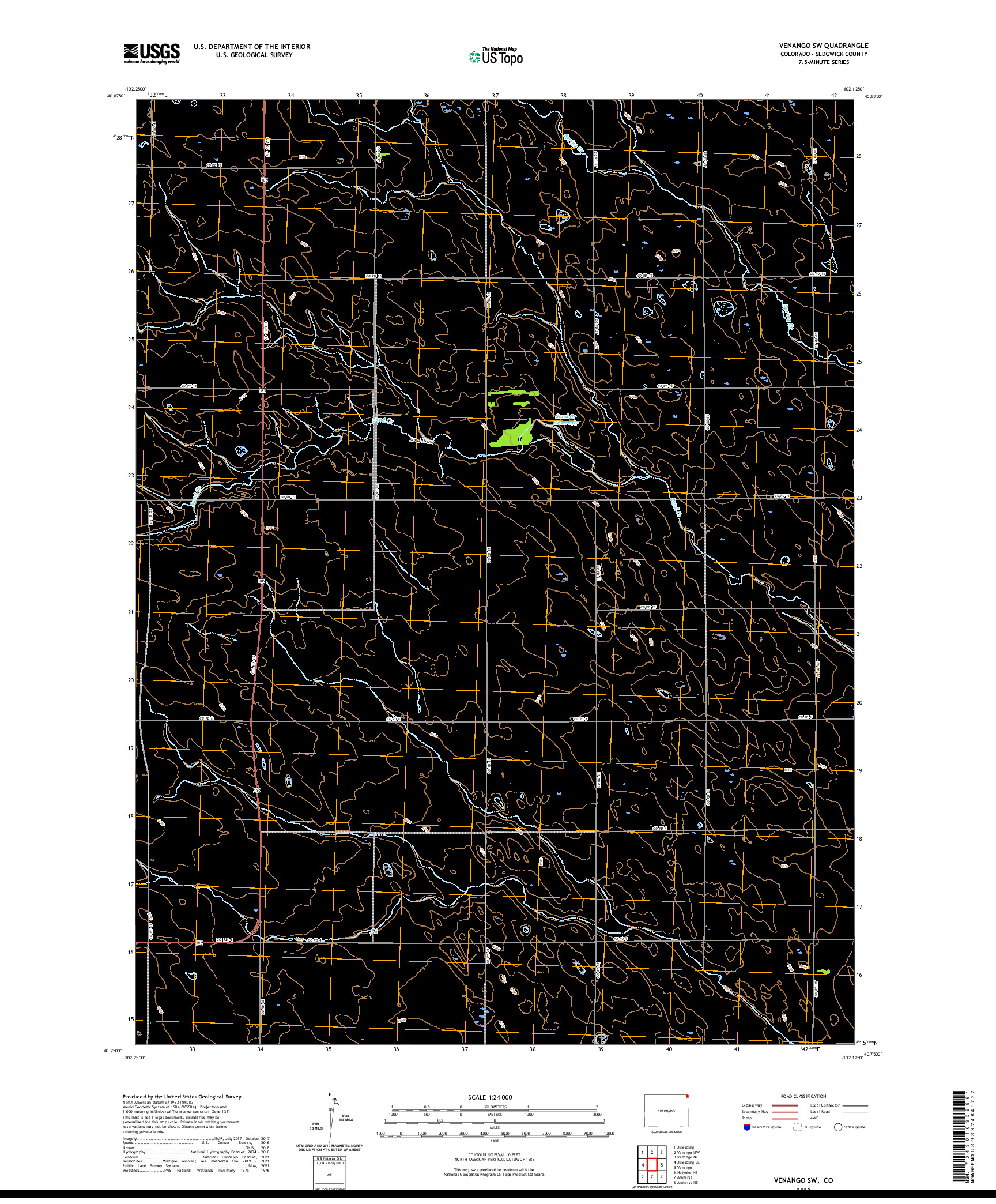US TOPO 7.5-MINUTE MAP FOR VENANGO SW, CO