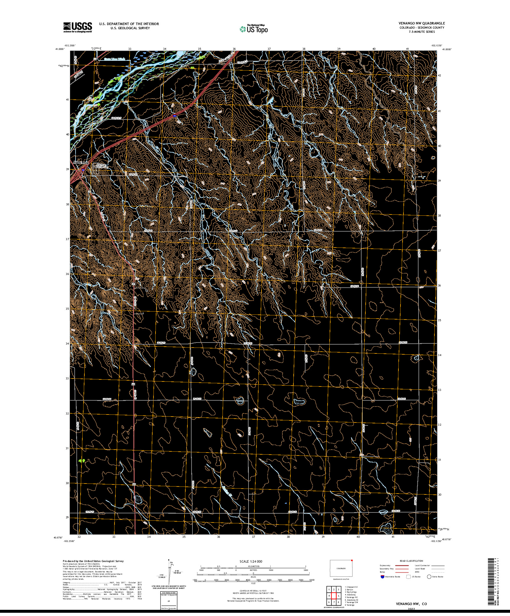 US TOPO 7.5-MINUTE MAP FOR VENANGO NW, CO