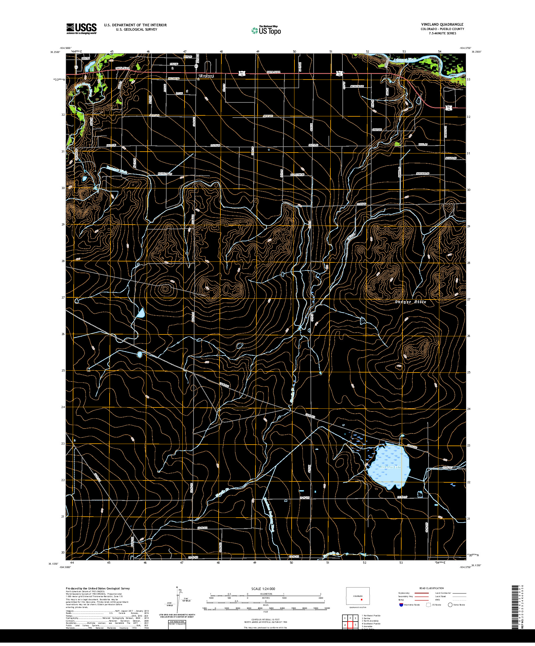 US TOPO 7.5-MINUTE MAP FOR VINELAND, CO