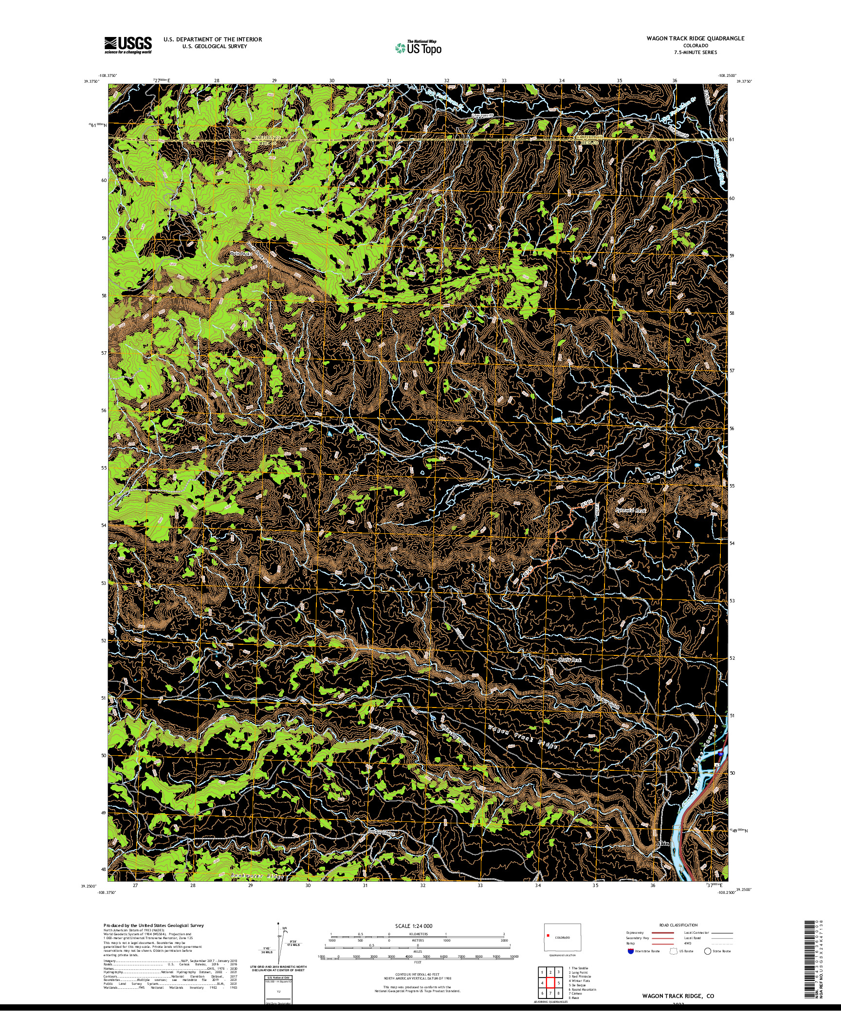 US TOPO 7.5-MINUTE MAP FOR WAGON TRACK RIDGE, CO