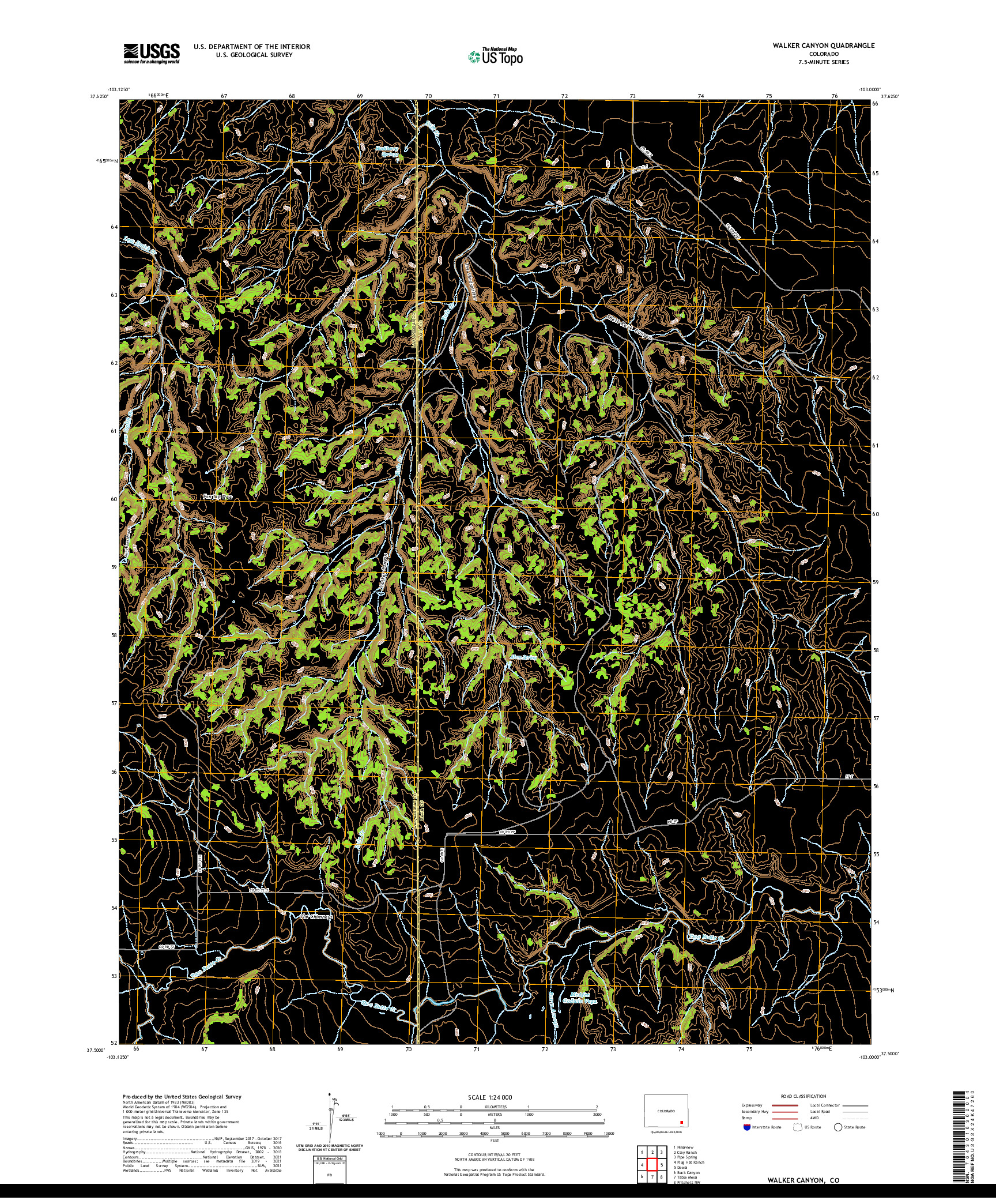 US TOPO 7.5-MINUTE MAP FOR WALKER CANYON, CO