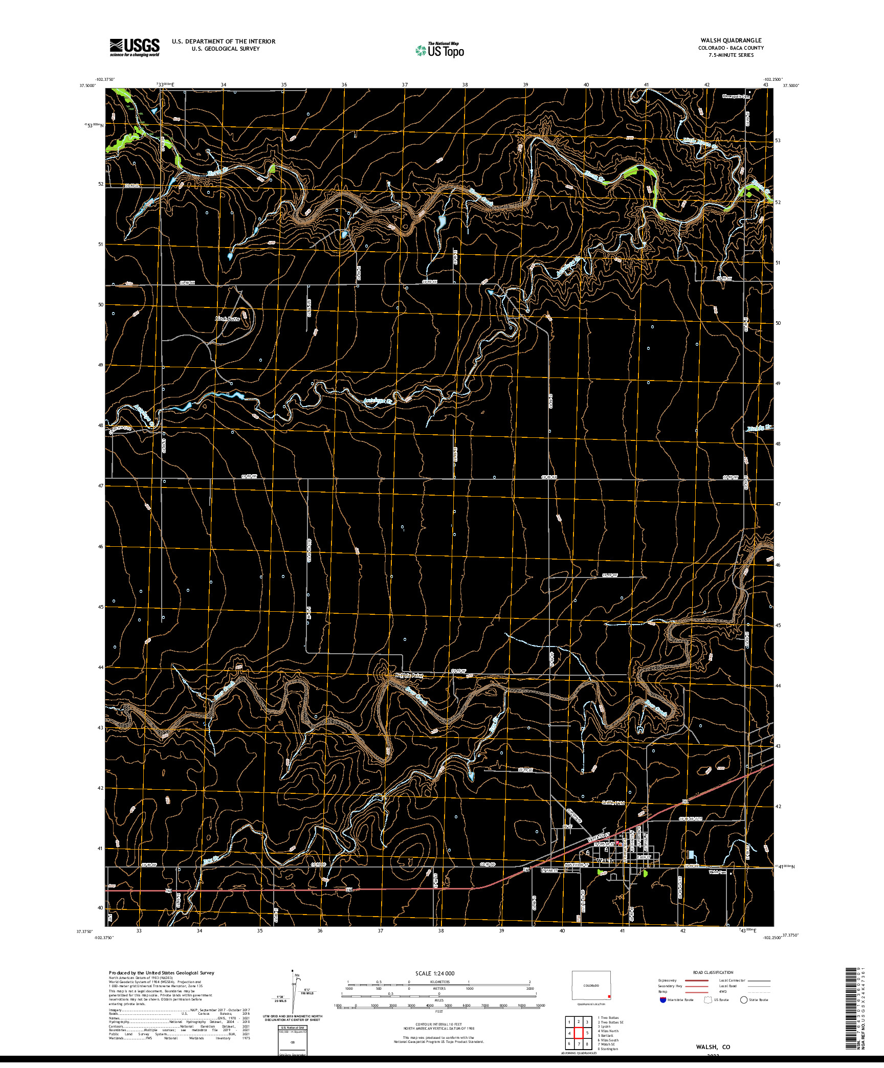 US TOPO 7.5-MINUTE MAP FOR WALSH, CO