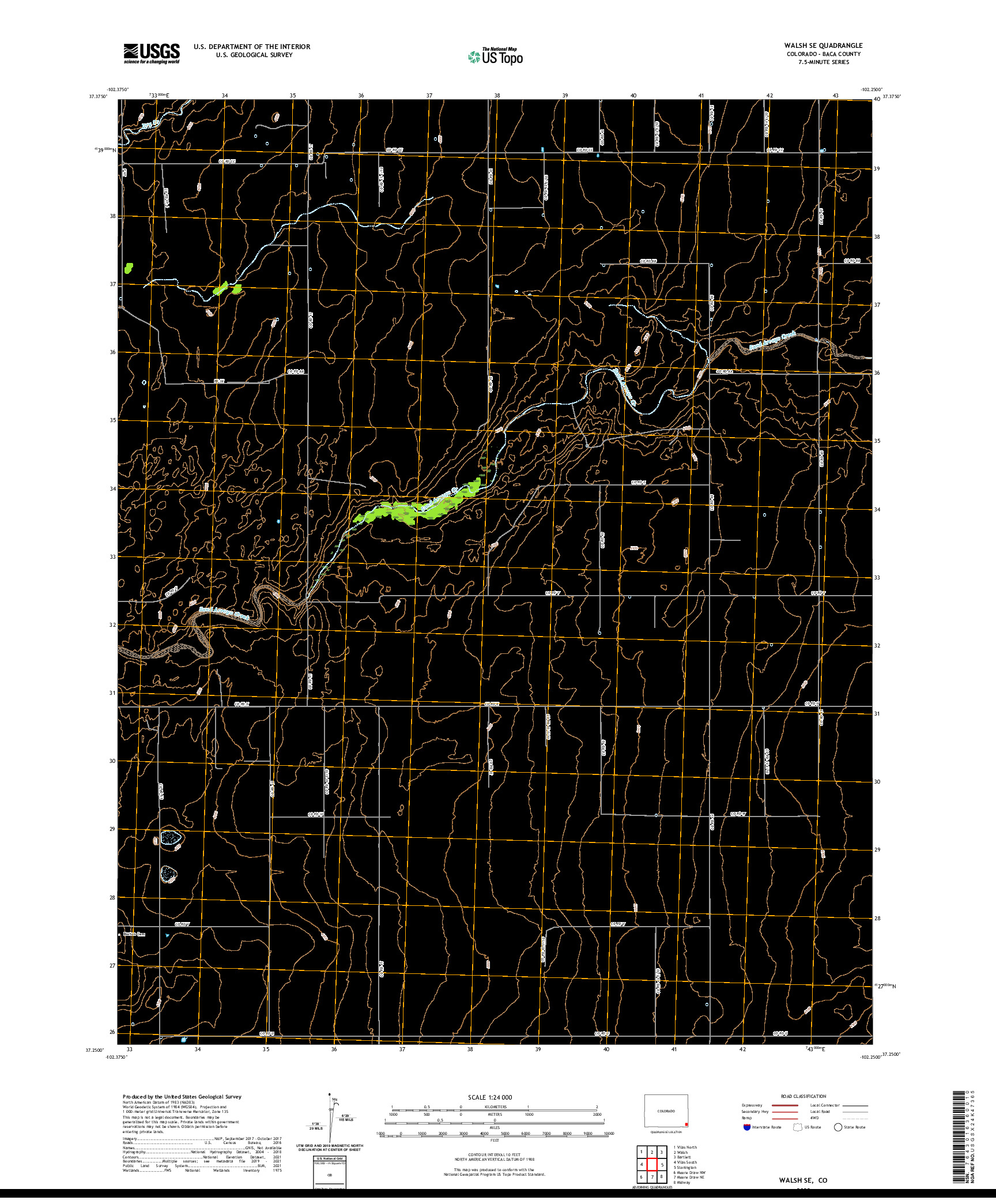 US TOPO 7.5-MINUTE MAP FOR WALSH SE, CO