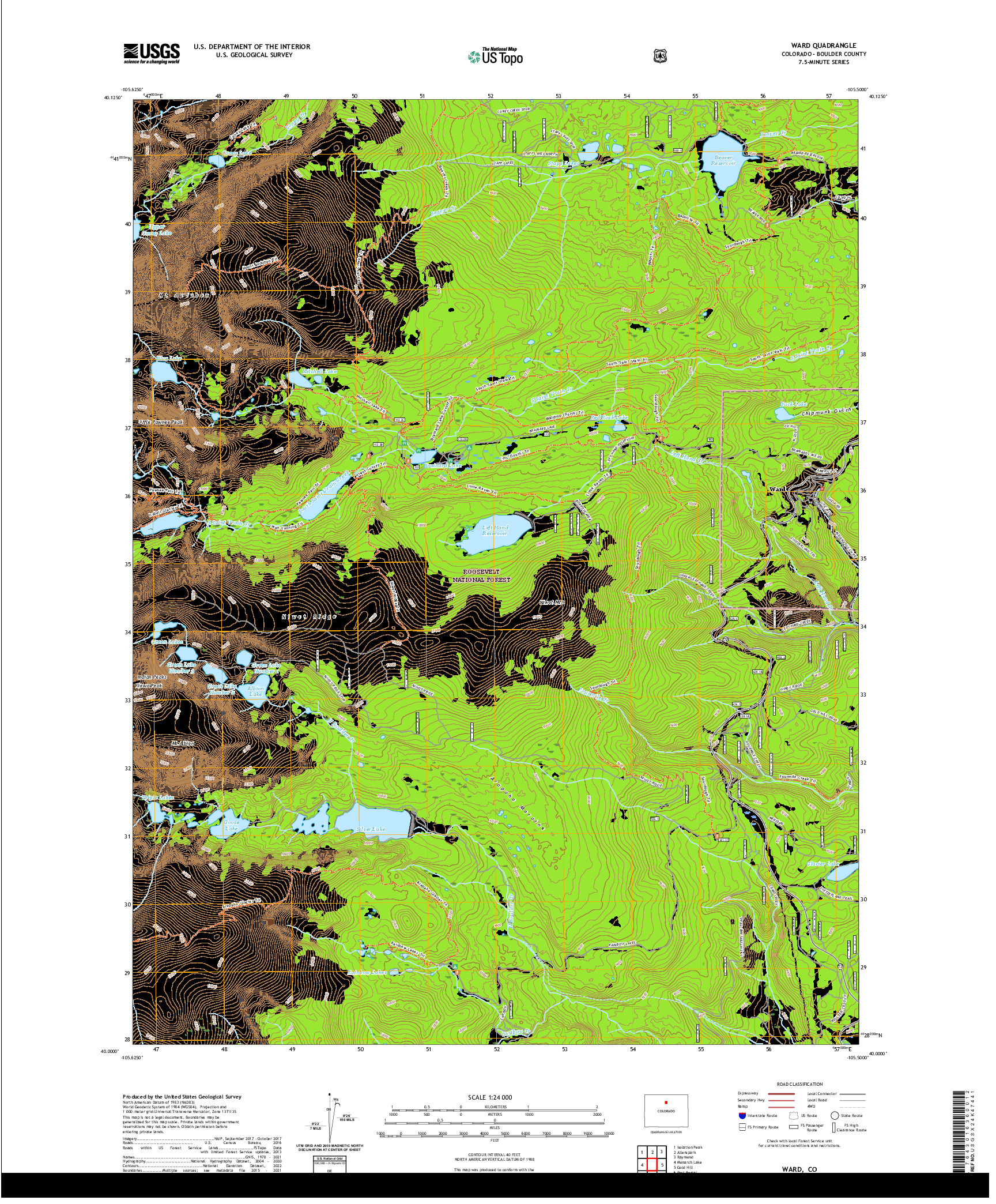 US TOPO 7.5-MINUTE MAP FOR WARD, CO