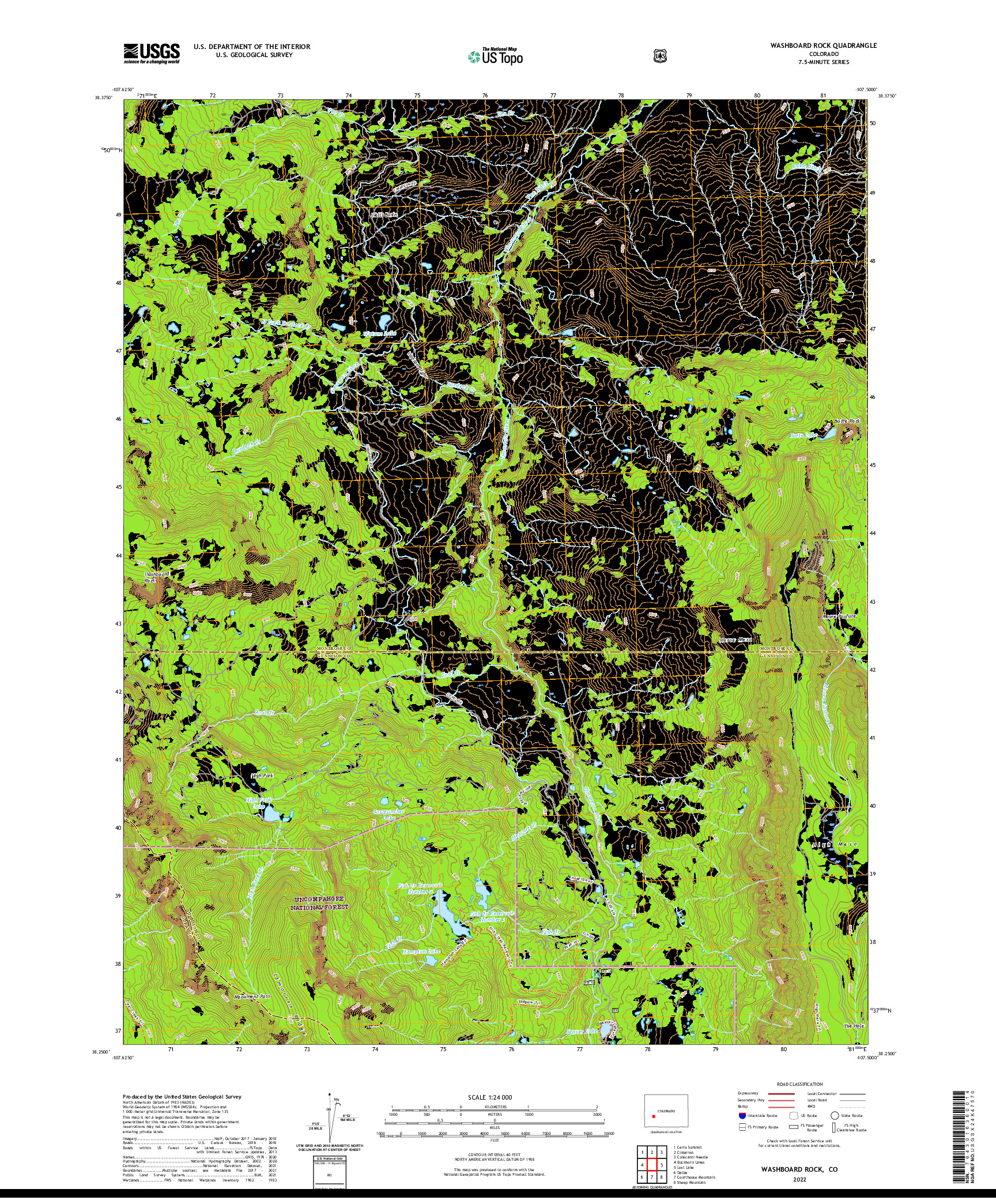 US TOPO 7.5-MINUTE MAP FOR WASHBOARD ROCK, CO