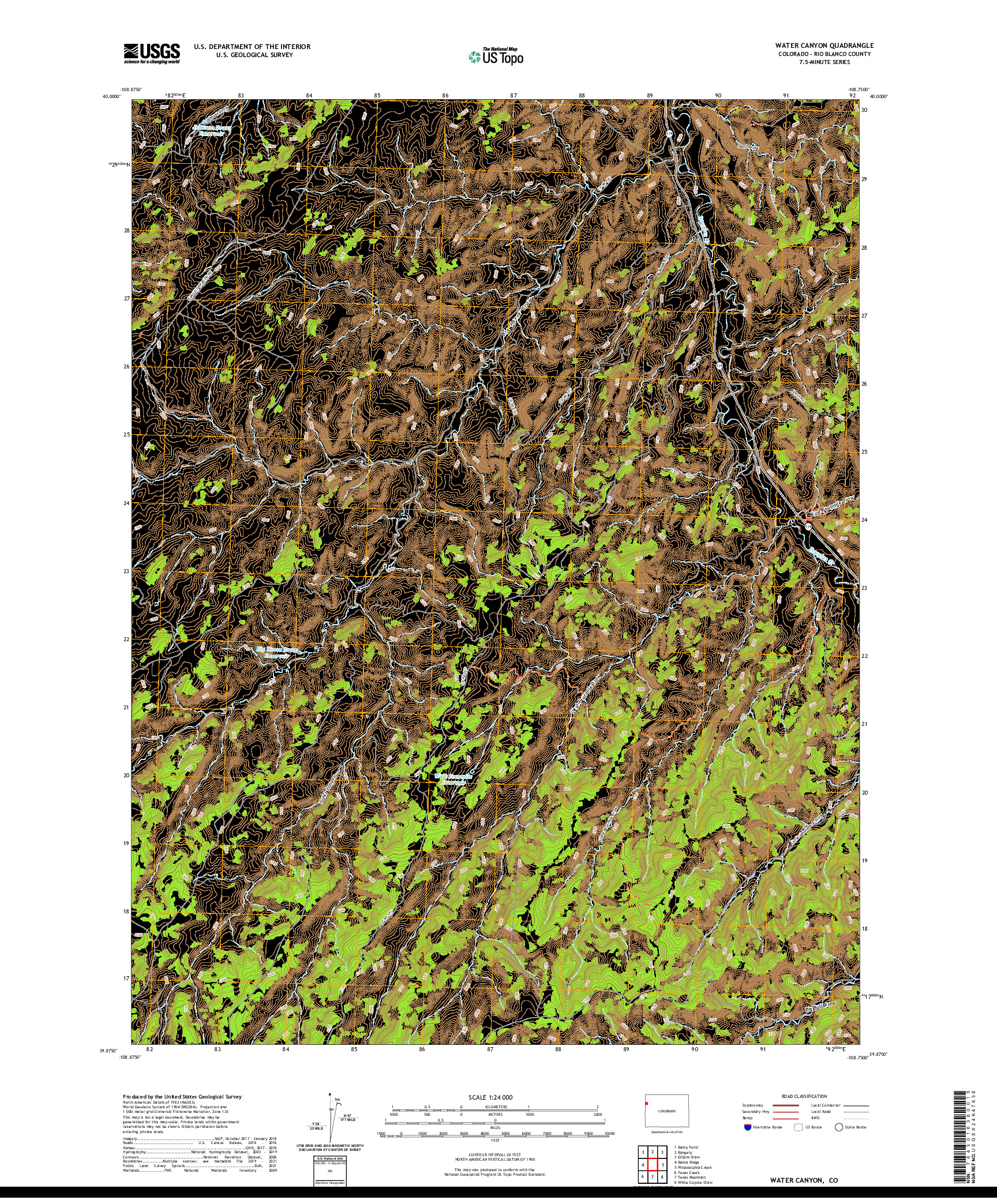 US TOPO 7.5-MINUTE MAP FOR WATER CANYON, CO