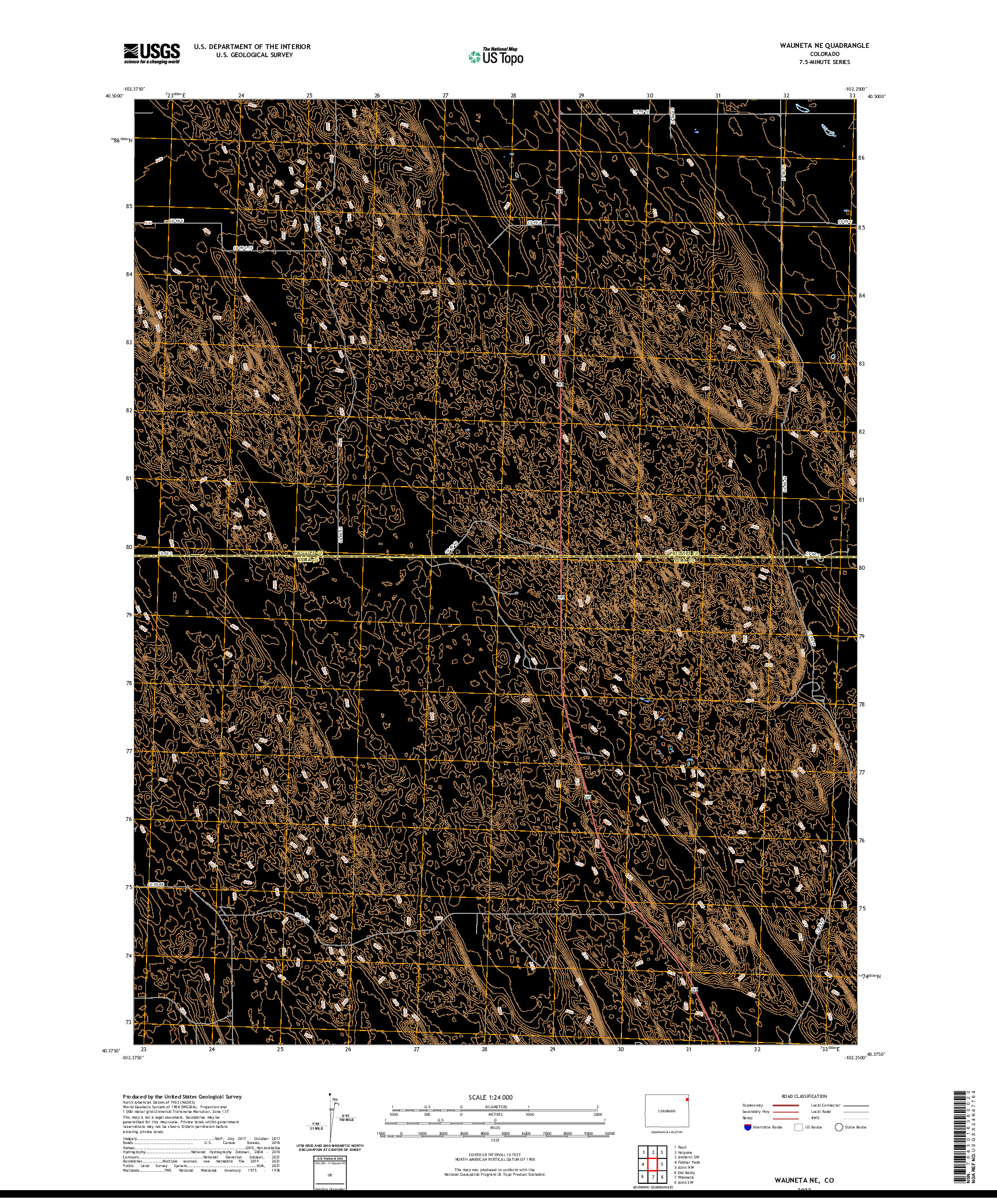 US TOPO 7.5-MINUTE MAP FOR WAUNETA NE, CO